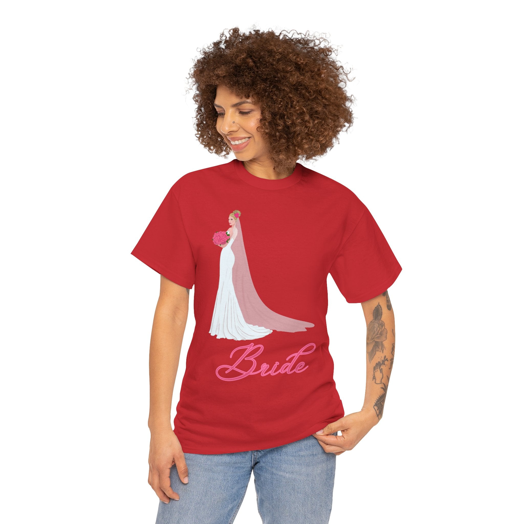 Bride Unisex Heavy Cotton Tee, Wedding Gift, Bridal Party Shirt, Engagement Party Top, Bride T-Shirt, Bridal Shower Attire