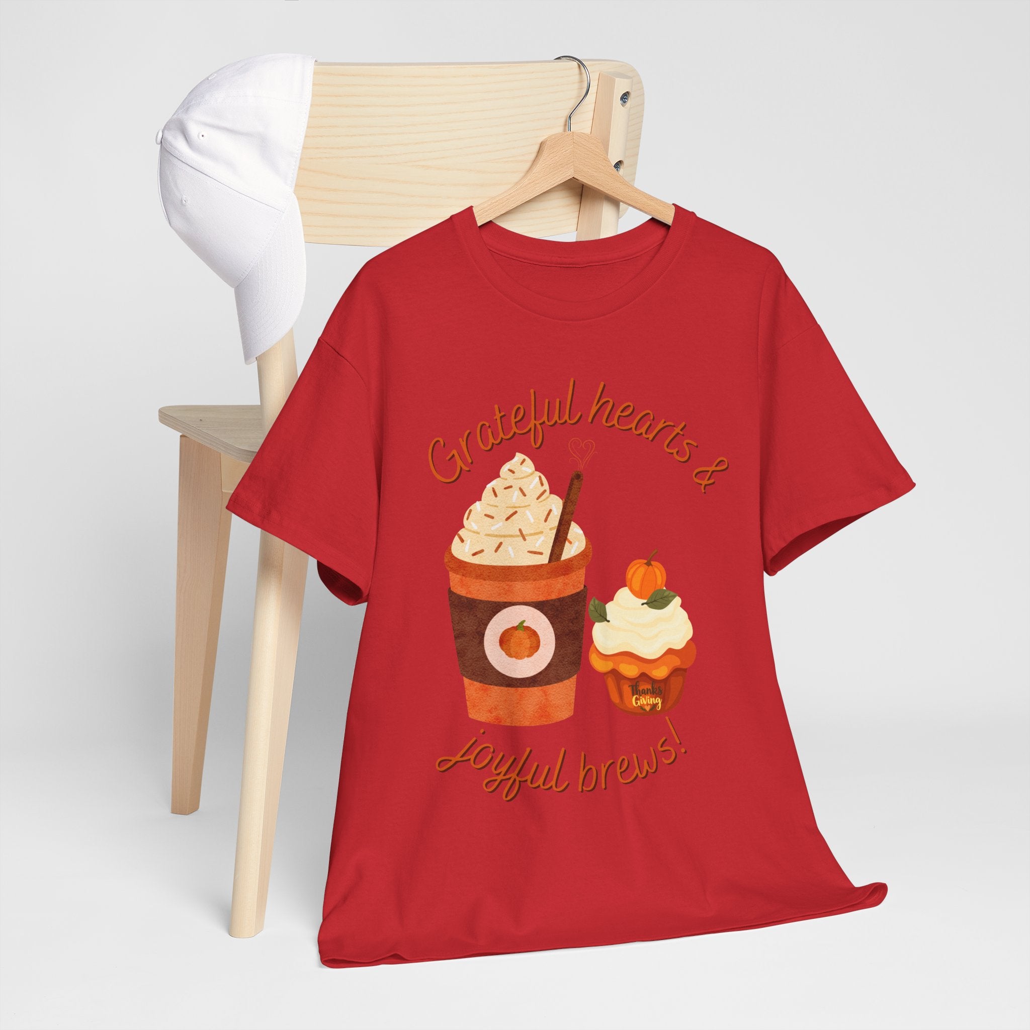 Happy Thanksgiving- Grateful Hearts & Joyful Brews Tee, Unisex Cotton Shirt, Coffee Lovers Gift, Casual Wear, Cute Tee for Celebrations, Fall Fashion