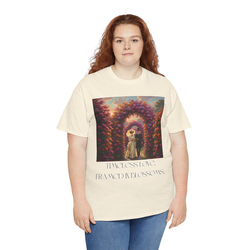 Whimsical Unisex Heavy Cotton Tee, Bohemian Vintage Shirt, Relaxed Fit Graphic Tee, Spring Flower T-Shirt, Casual Everyday Wear