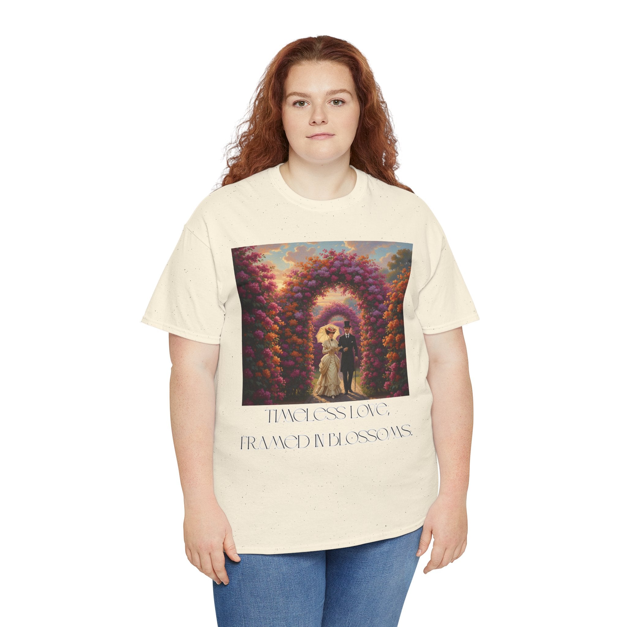 Whimsical Unisex Heavy Cotton Tee, Bohemian Vintage Shirt, Relaxed Fit Graphic Tee, Spring Flower T-Shirt, Casual Everyday Wear