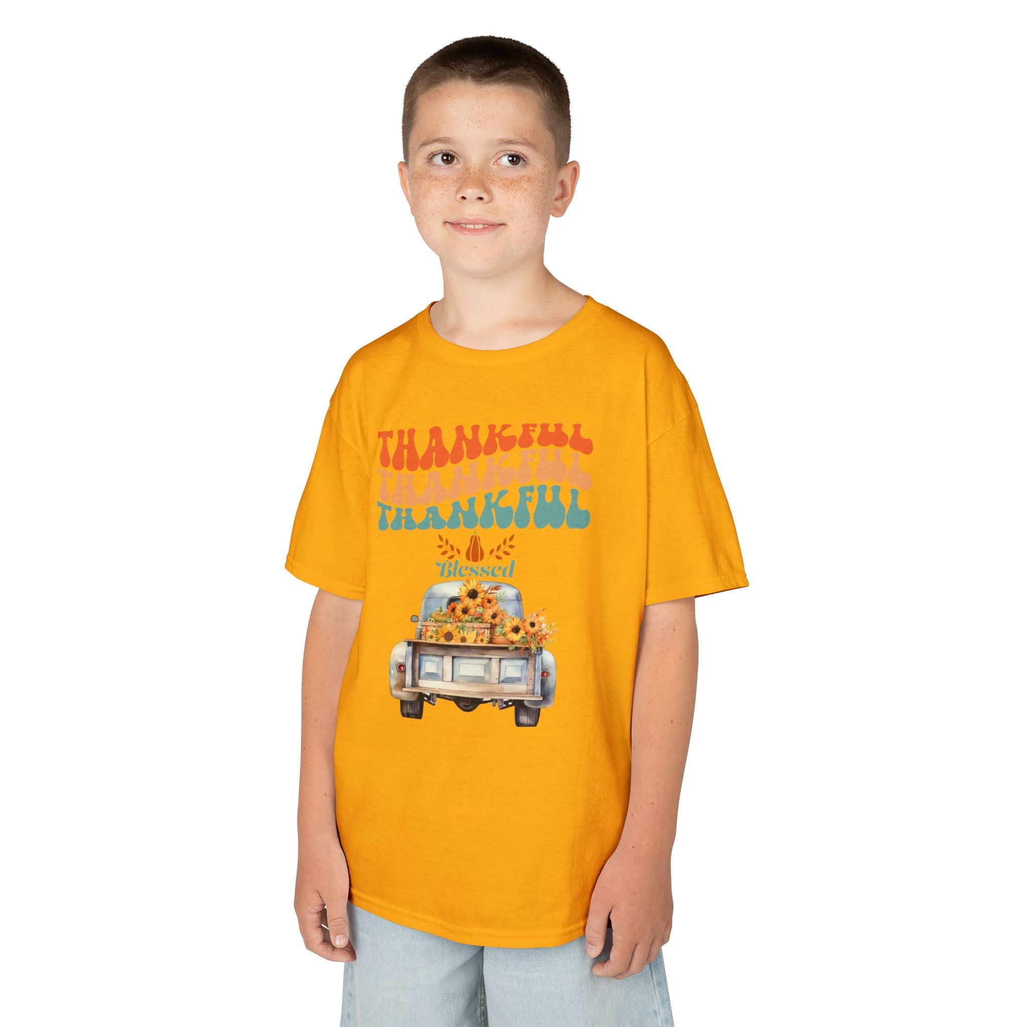 Thankful Kids Tee | Cute Autumn T-Shirt | Thanksgiving Gift | Kids Holiday Wear | Family Gathering Apparel