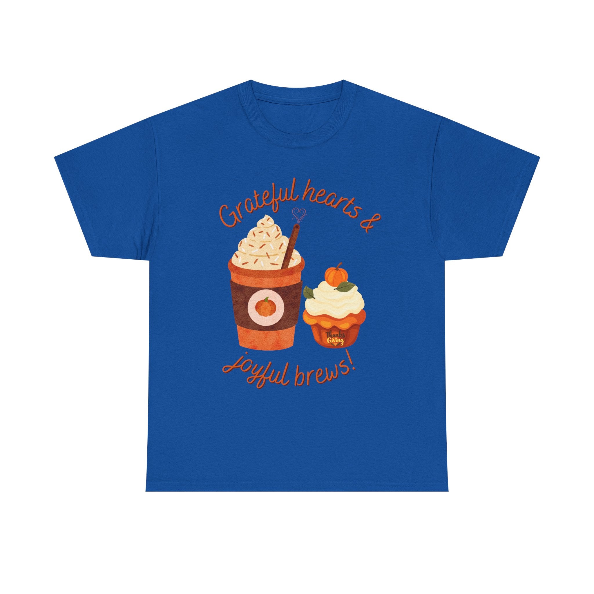 Happy Thanksgiving- Grateful Hearts & Joyful Brews Tee, Unisex Cotton Shirt, Coffee Lovers Gift, Casual Wear, Cute Tee for Celebrations, Fall Fashion