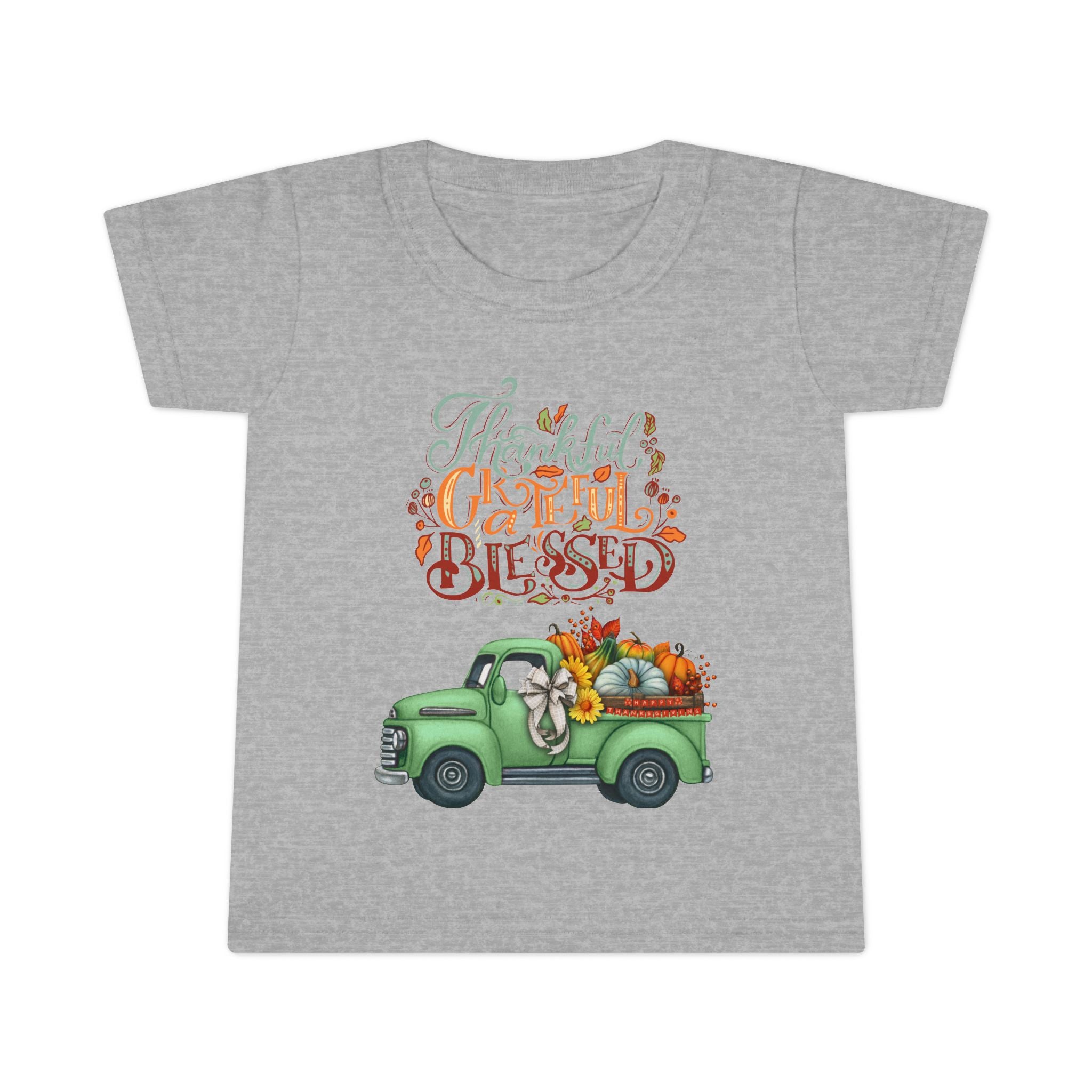 Toddler Tee - Cute Green Truck with Fruits and Vegetables - Cozy Fall Vibe, Perfect for Thanksgiving, Autumn Celebrations, Farmhouse [...]