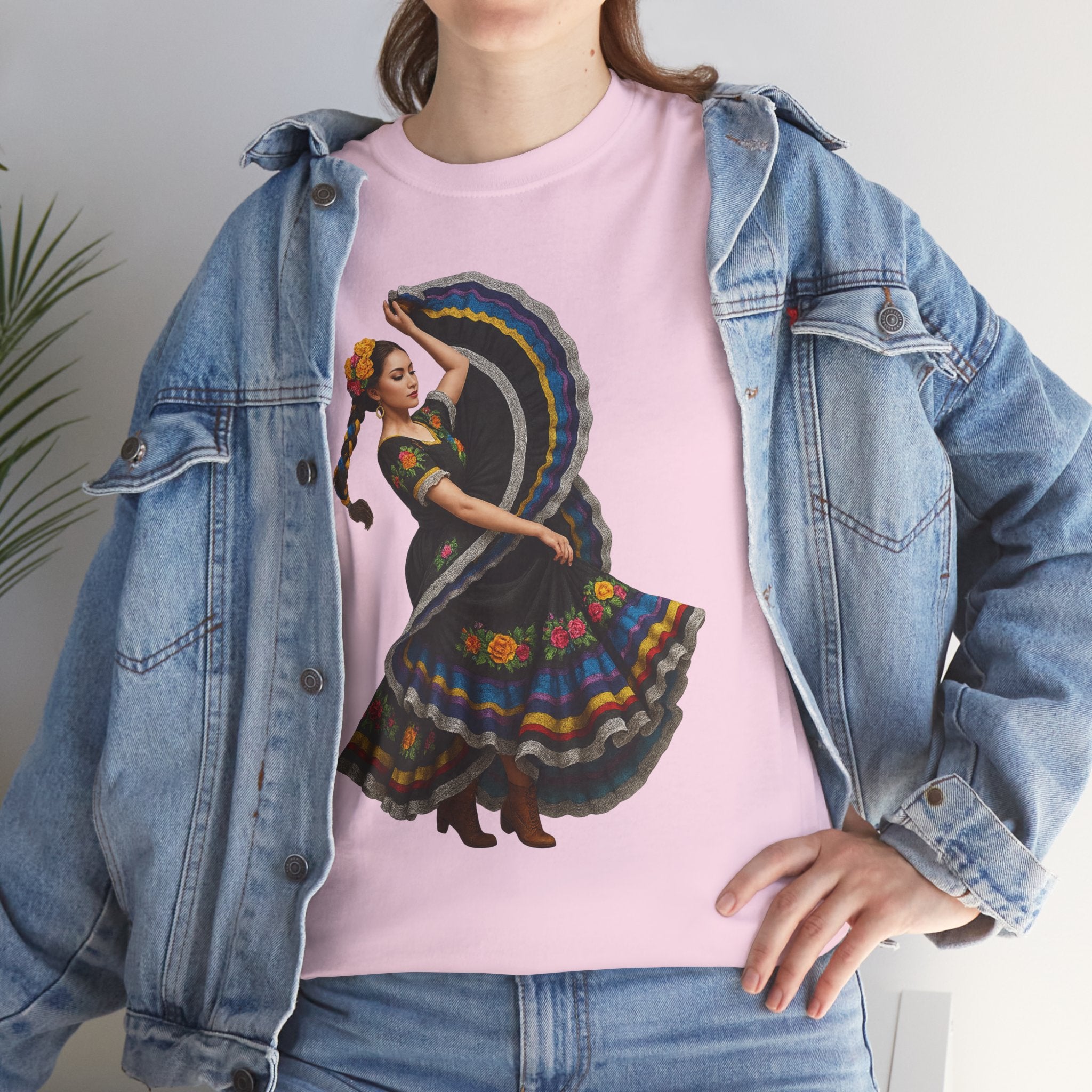 Folklórico Cultural Dance Graphic Tee, Unisex Heavy Cotton T-Shirt, Festival Apparel, Bohemian Style Shirt, Gift for Dancers, Ethnic Art Tee