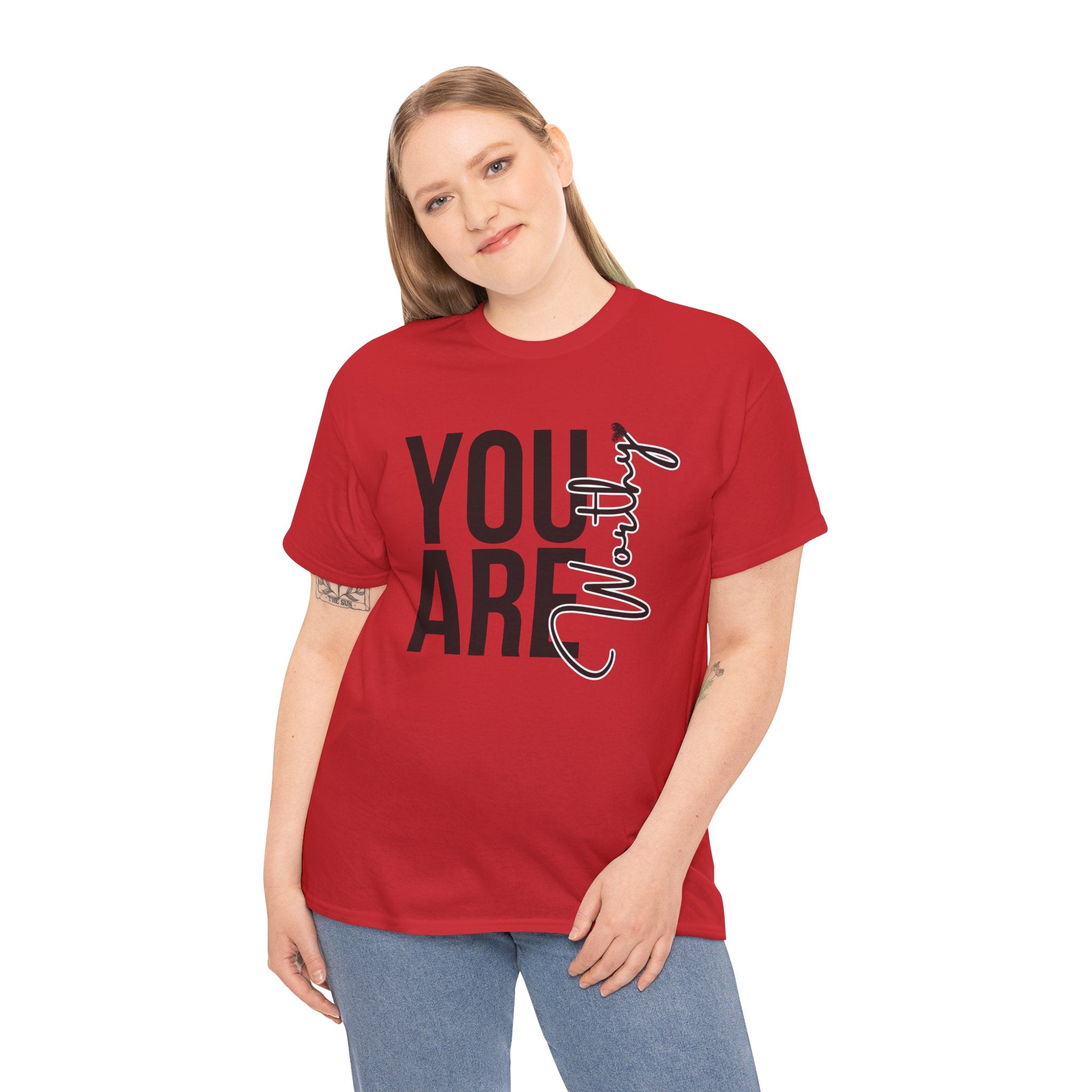 You Are Worthy Unisex Heavy Cotton Tee, Motivational Quote Shirt, Gift for Friends, Self-Love Tee, Uplifting Apparel, Positive [...]
