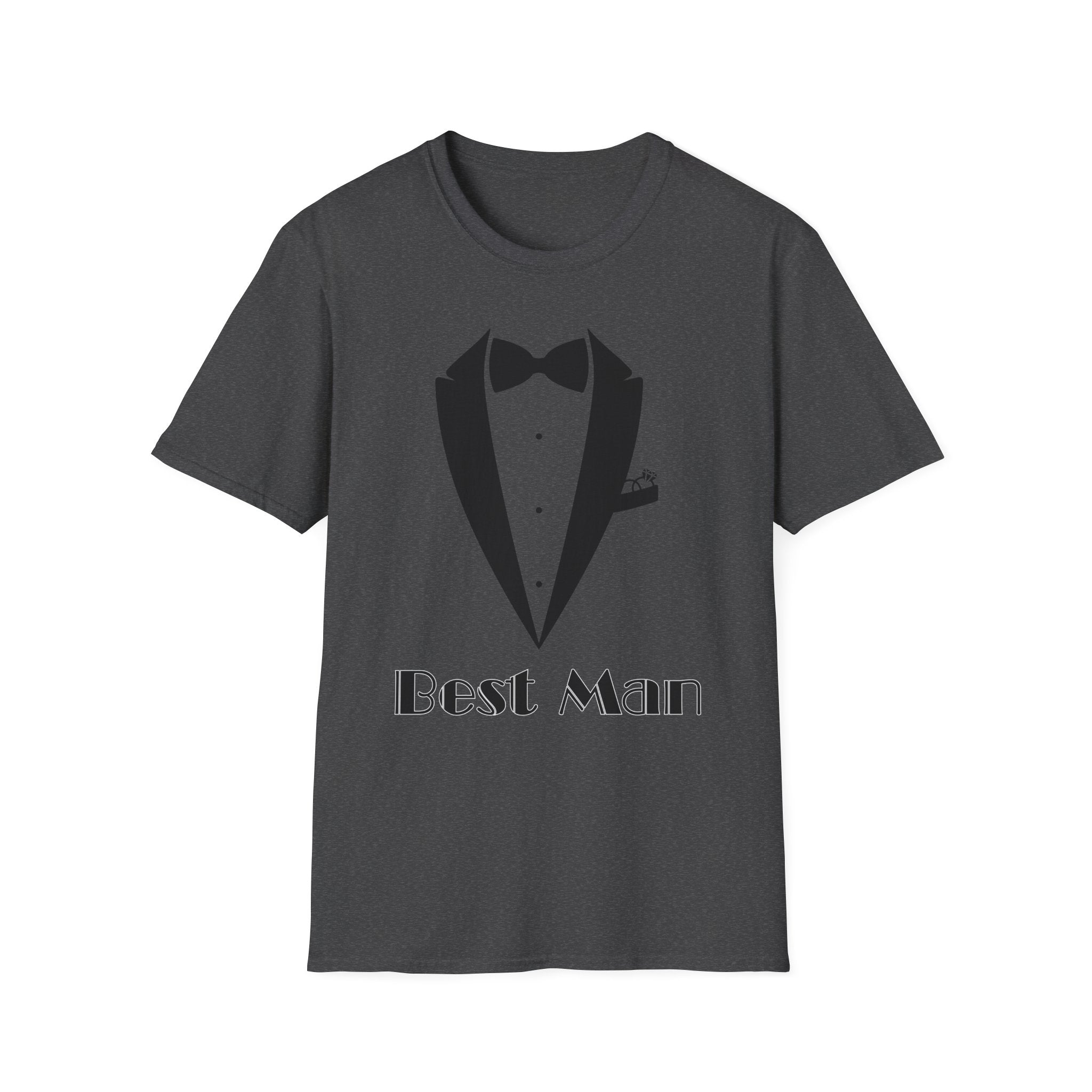 Best Man T-Shirt, Stylish Groom Attire, Wedding Gift for Him, Casual Event Shirt, Unisex Tuxedo Tee, Matching Groomsmen Apparel