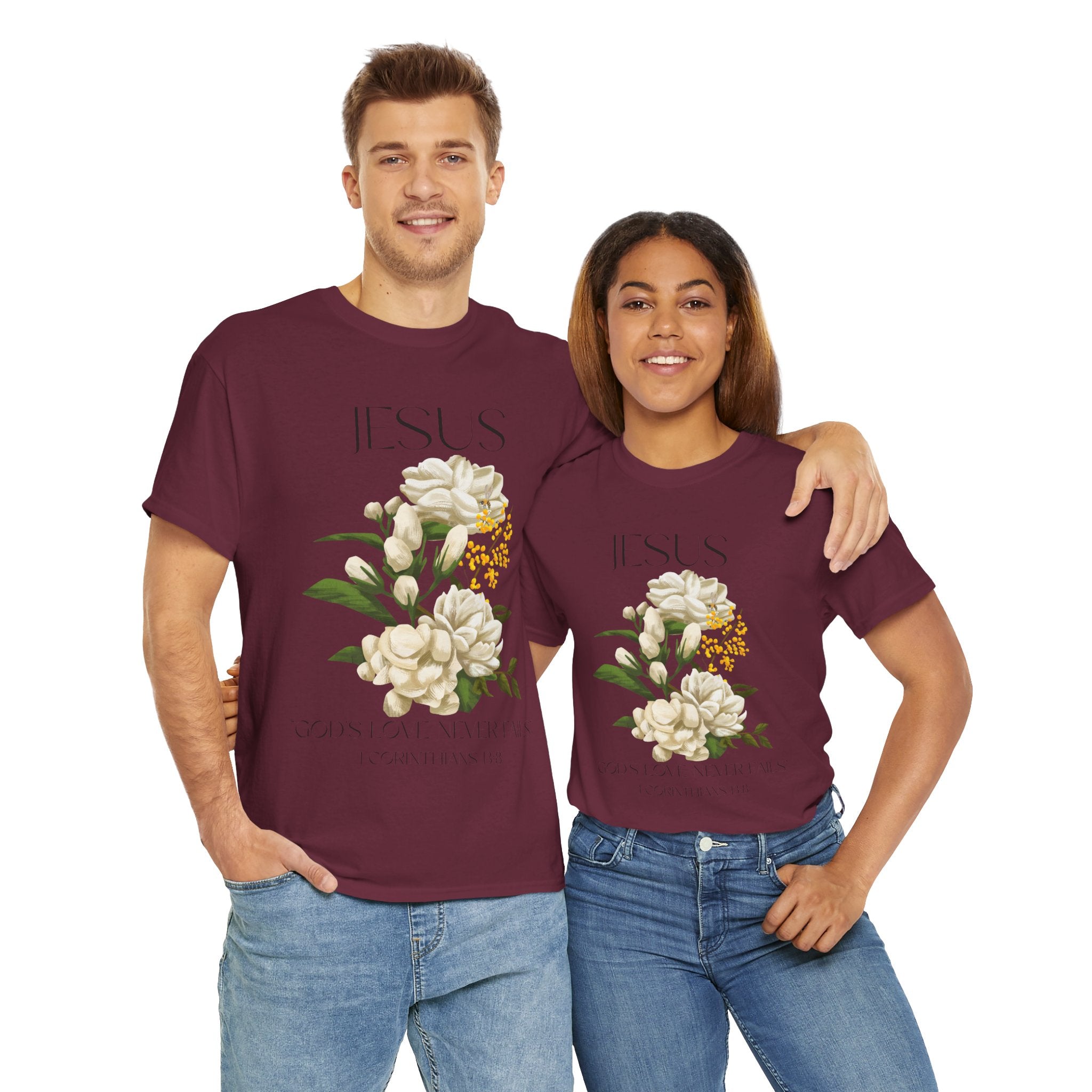 Jesus- God's love never fails-Unisex Heavy Cotton Tee