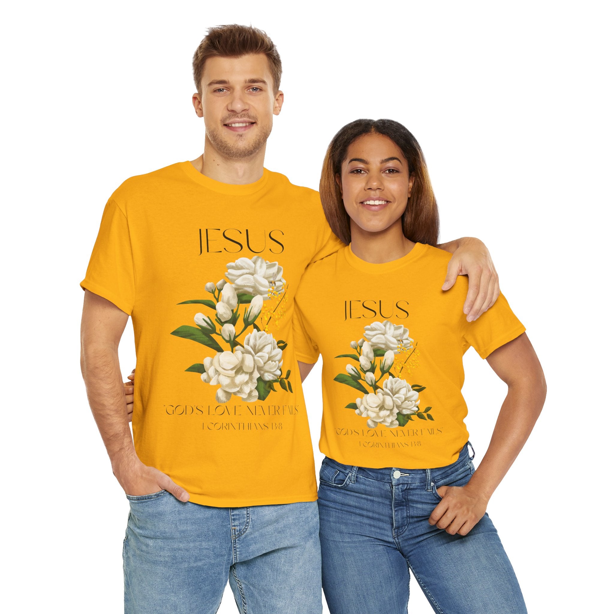 Jesus- God's love never fails-Unisex Heavy Cotton Tee