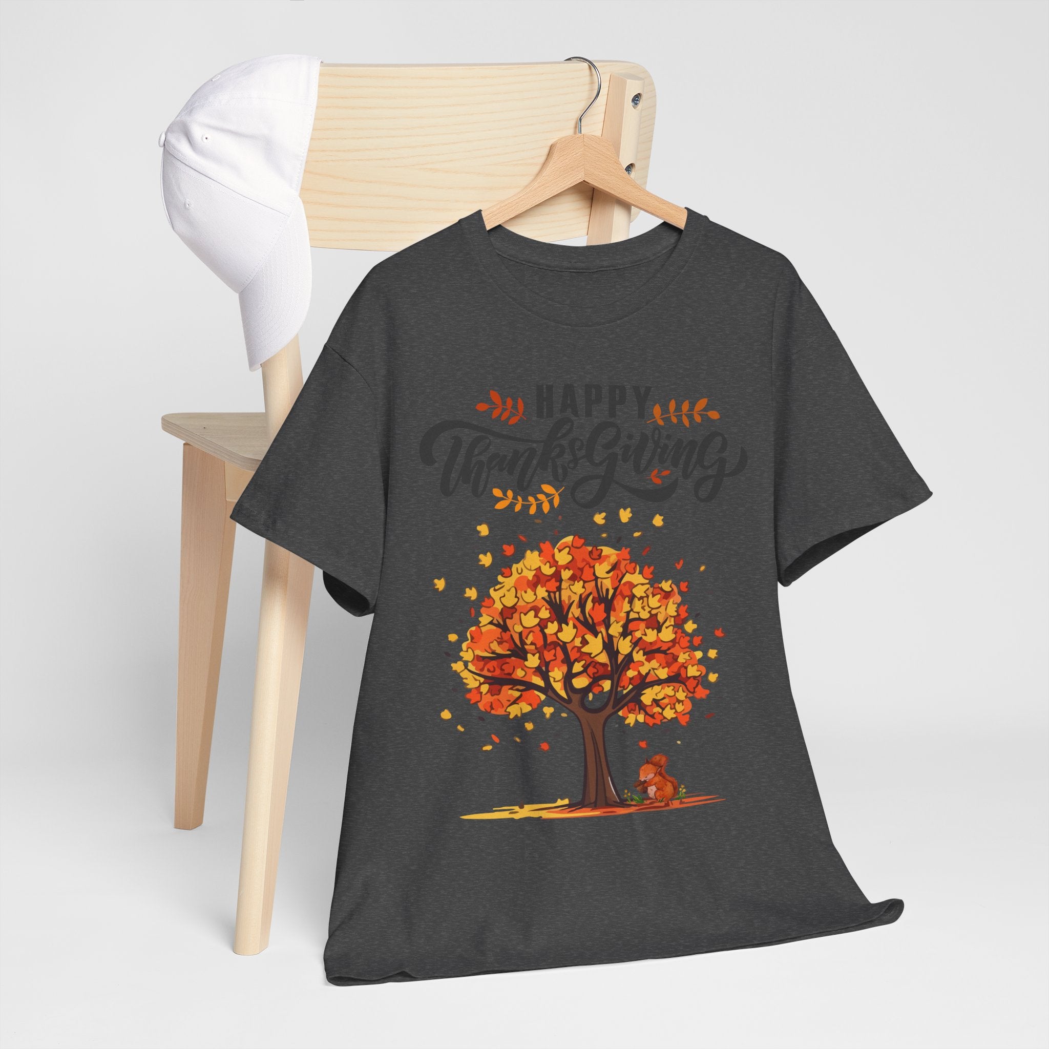 Happy Thanksgiving Tree Unisex Tee, Autumn Shirt, Holiday Apparel, Fall Fashion, Seasonal Gift