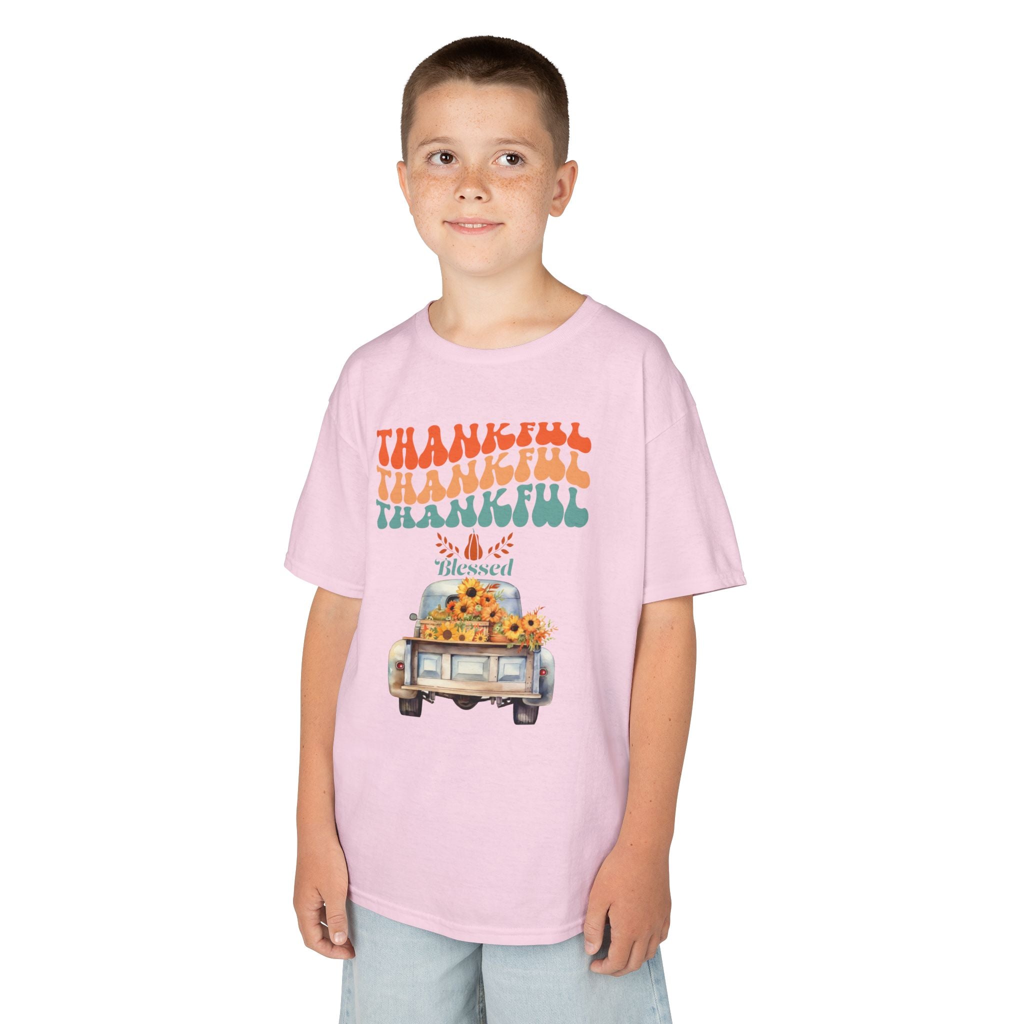 Thankful Kids Tee | Cute Autumn T-Shirt | Thanksgiving Gift | Kids Holiday Wear | Family Gathering Apparel