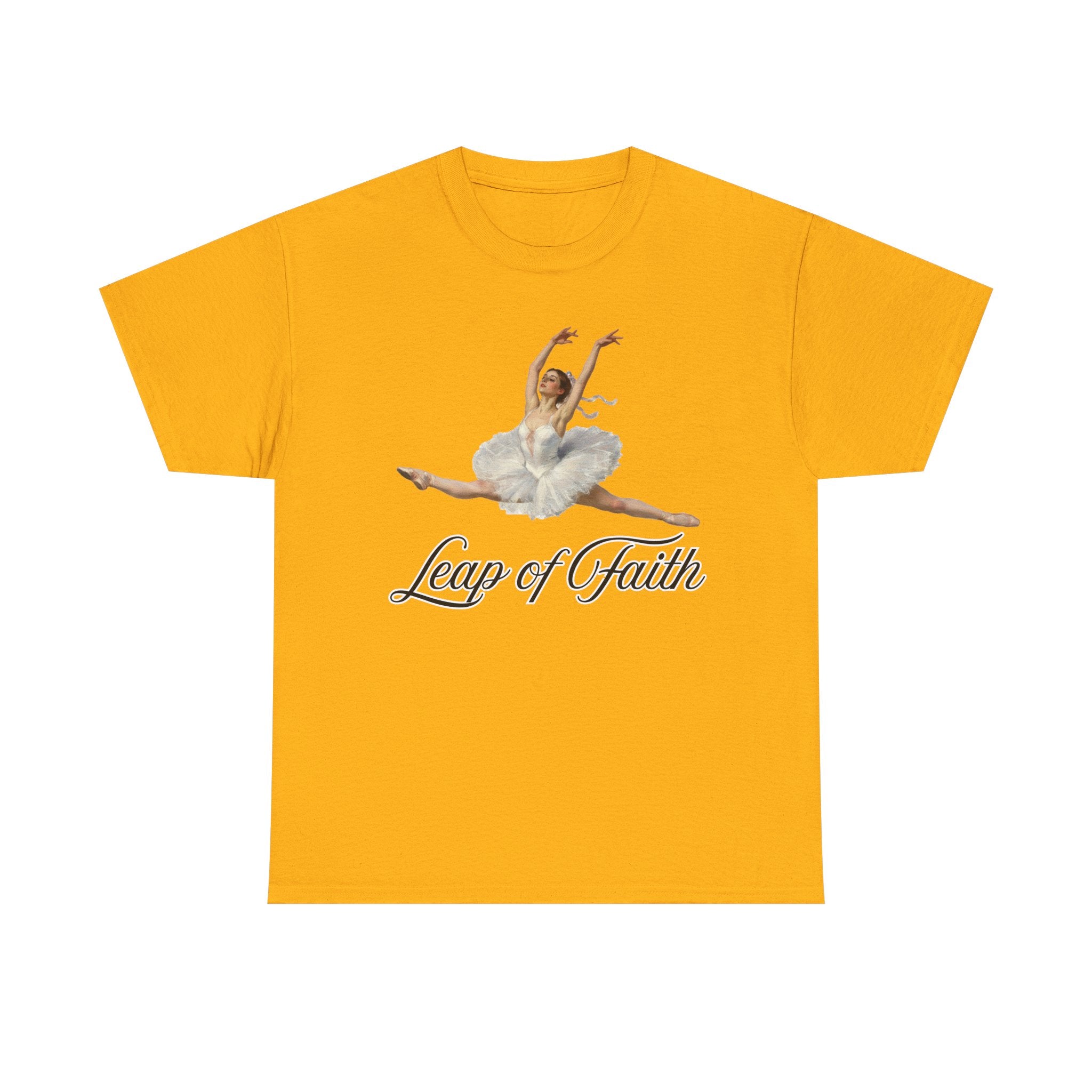 Ballet Inspired Tee - Leap of Faith, Dance Gift, Unisex Cotton Shirt, Inspirational Apparel, Performance Wear, Gift for Dancers-Ballerina in a split leap, inspired by the impressionistic ballet studies of Edgar Degas.