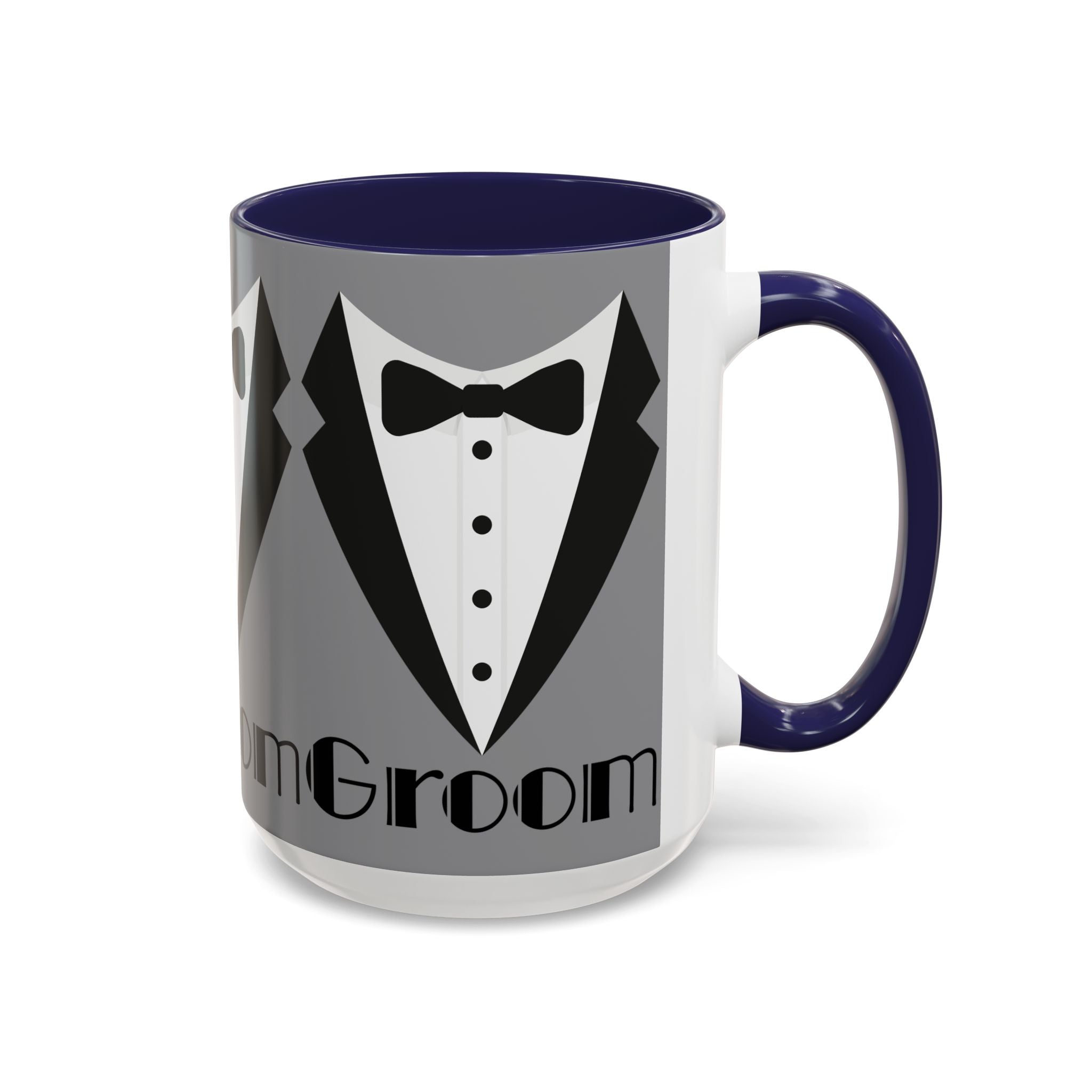 Groom Coffee Mug, Wedding Gift, Groomsmen Party Mug, Black and White Accent Mug, Engagement Celebration