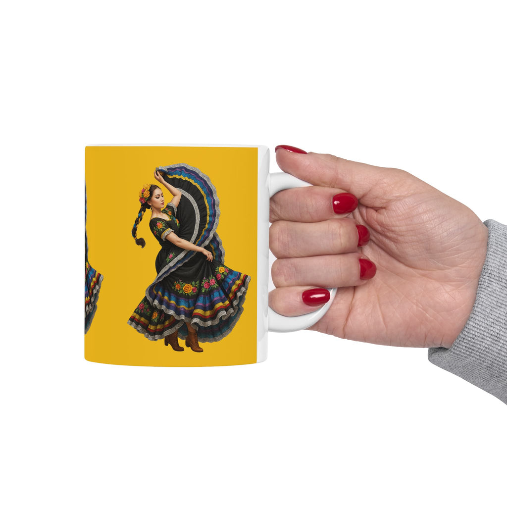 Vibrant Folk Art Ceramic Mug with Dancer Design | Perfect Gift for Festivals, Tea Lovers, Home Decor, Kitchen Essentials
