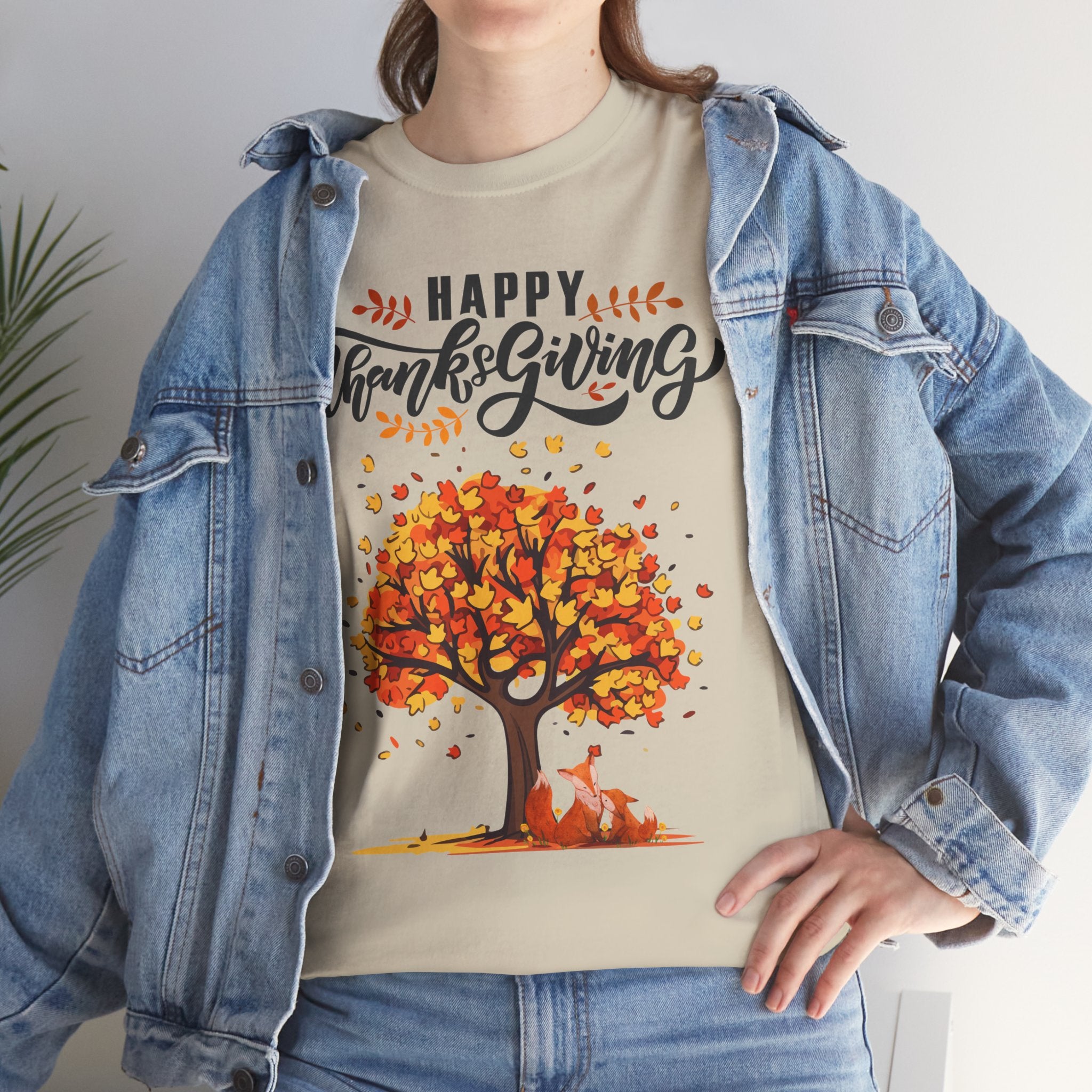 Thanksgiving Tree Tee, Fall T-Shirt, Autumn Apparel, Cozy Gift for Family, Cute Holiday Top