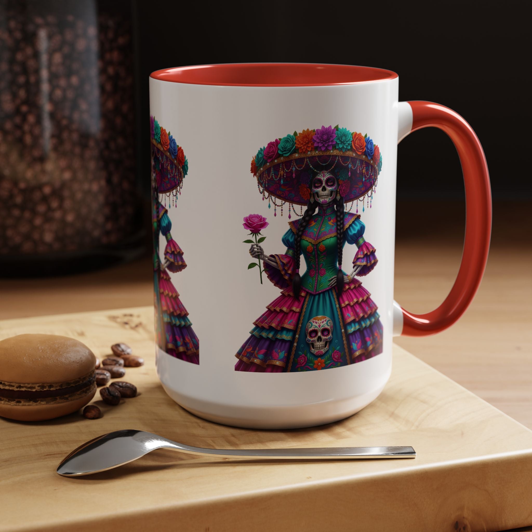 La Catrina Elegante – Día de los Muertos Inspired Artwork, Caffeine Lover Gift, Halloween Decor, Artful Drinkware