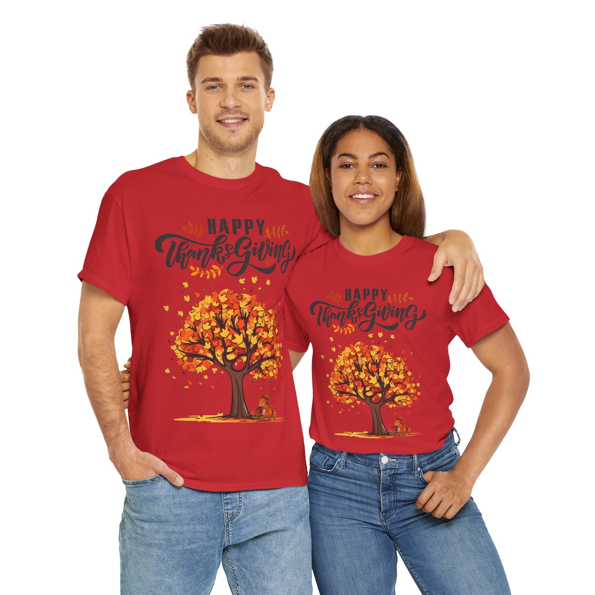 Happy Thanksgiving Tree Unisex Tee, Autumn Shirt, Holiday Apparel, Fall Fashion, Seasonal Gift
