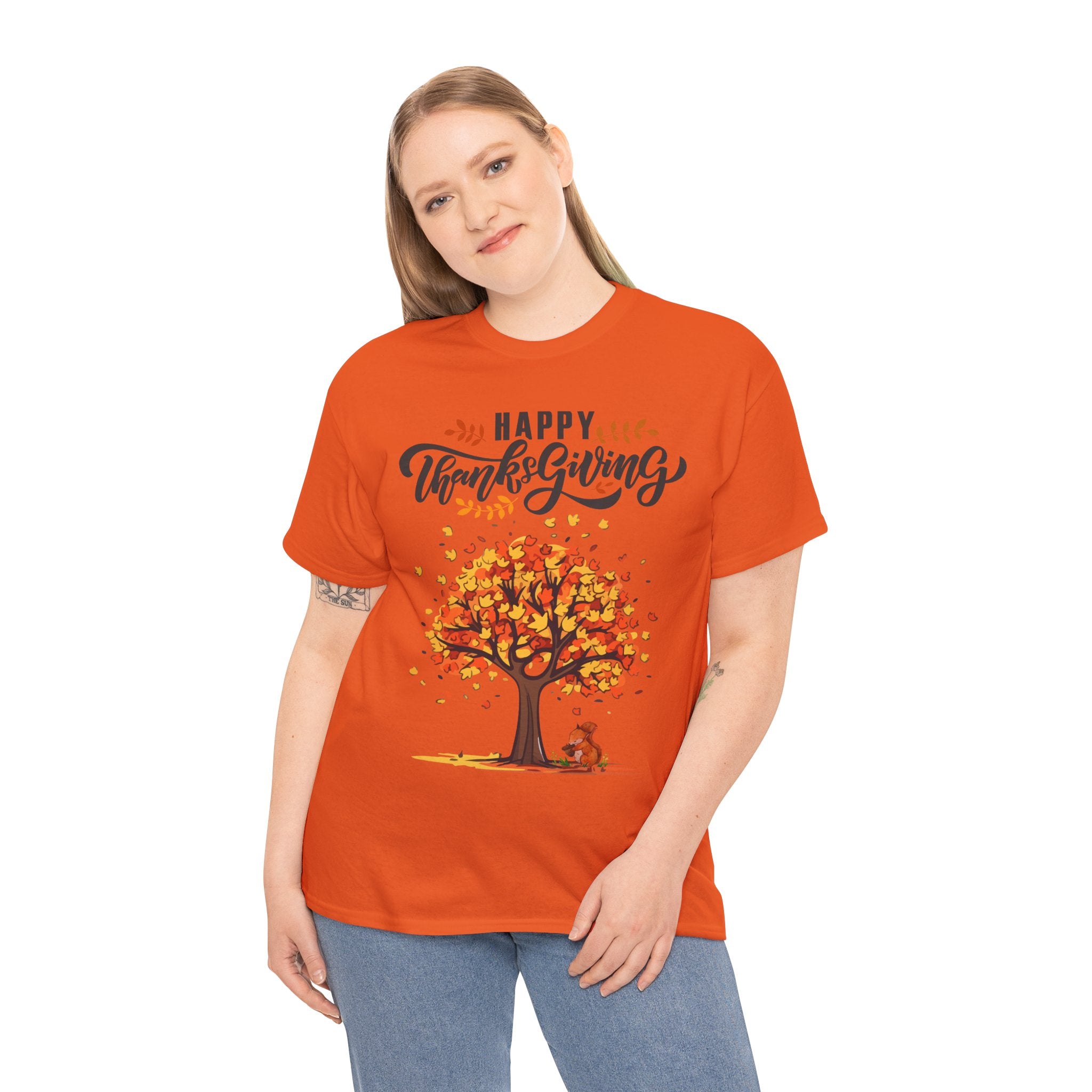 Happy Thanksgiving Tree Unisex Tee, Autumn Shirt, Holiday Apparel, Fall Fashion, Seasonal Gift
