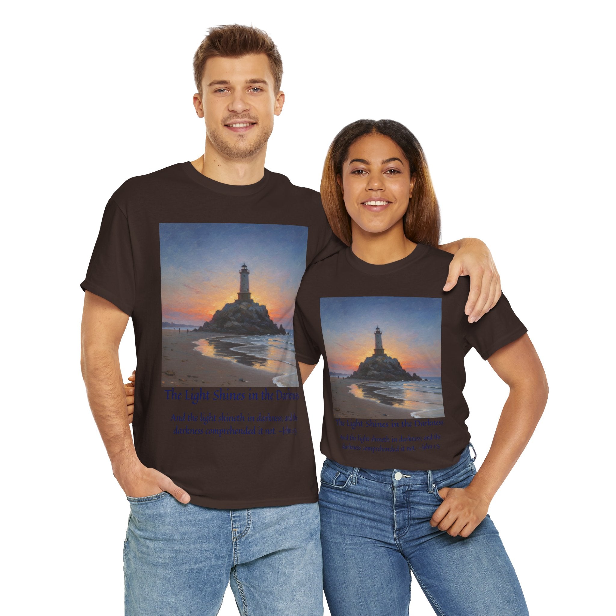 Light in Darkness Unisex Cotton Tee-inspired by Monet, Inspirational Shirt, Bible Verse Tee, Faith-Based Apparel, Perfect Gift for All Occasions