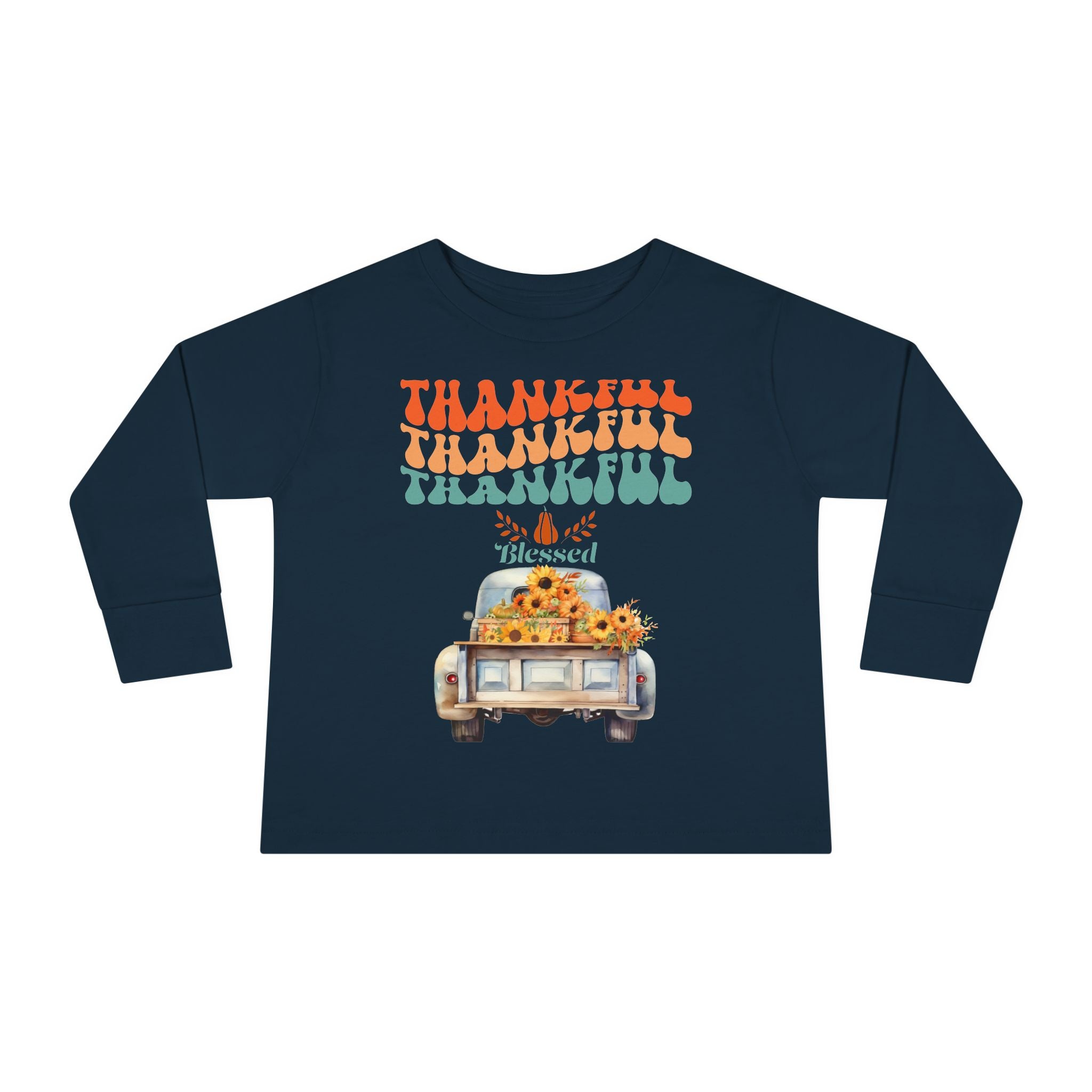 Thankful Toddler Long Sleeve Tee - Perfect for Fall Celebrations, Family Gatherings, Thanksgiving, Everyday Wear, Gifts