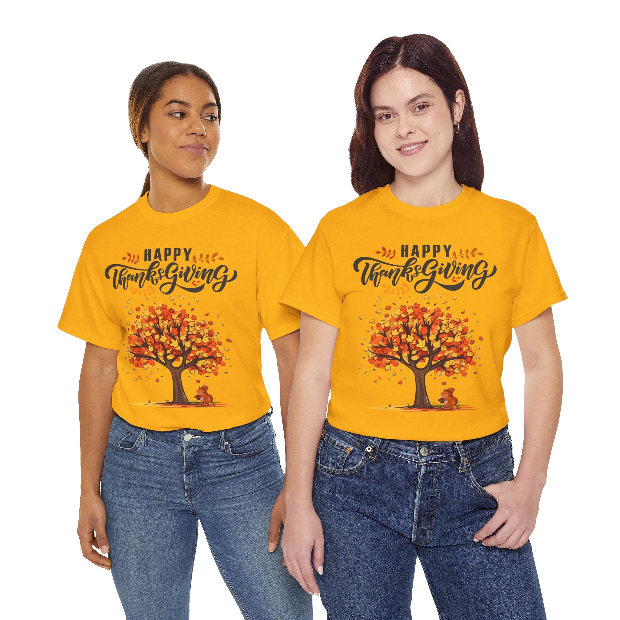 Happy Thanksgiving Tree Unisex Tee, Autumn Shirt, Holiday Apparel, Fall Fashion, Seasonal Gift