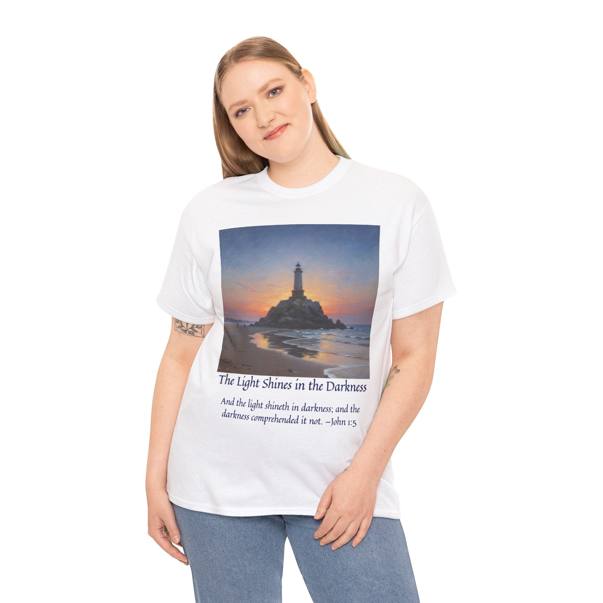 Light in Darkness Unisex Cotton Tee-inspired by Monet, Inspirational Shirt, Bible Verse Tee, Faith-Based Apparel, Perfect Gift for All Occasions