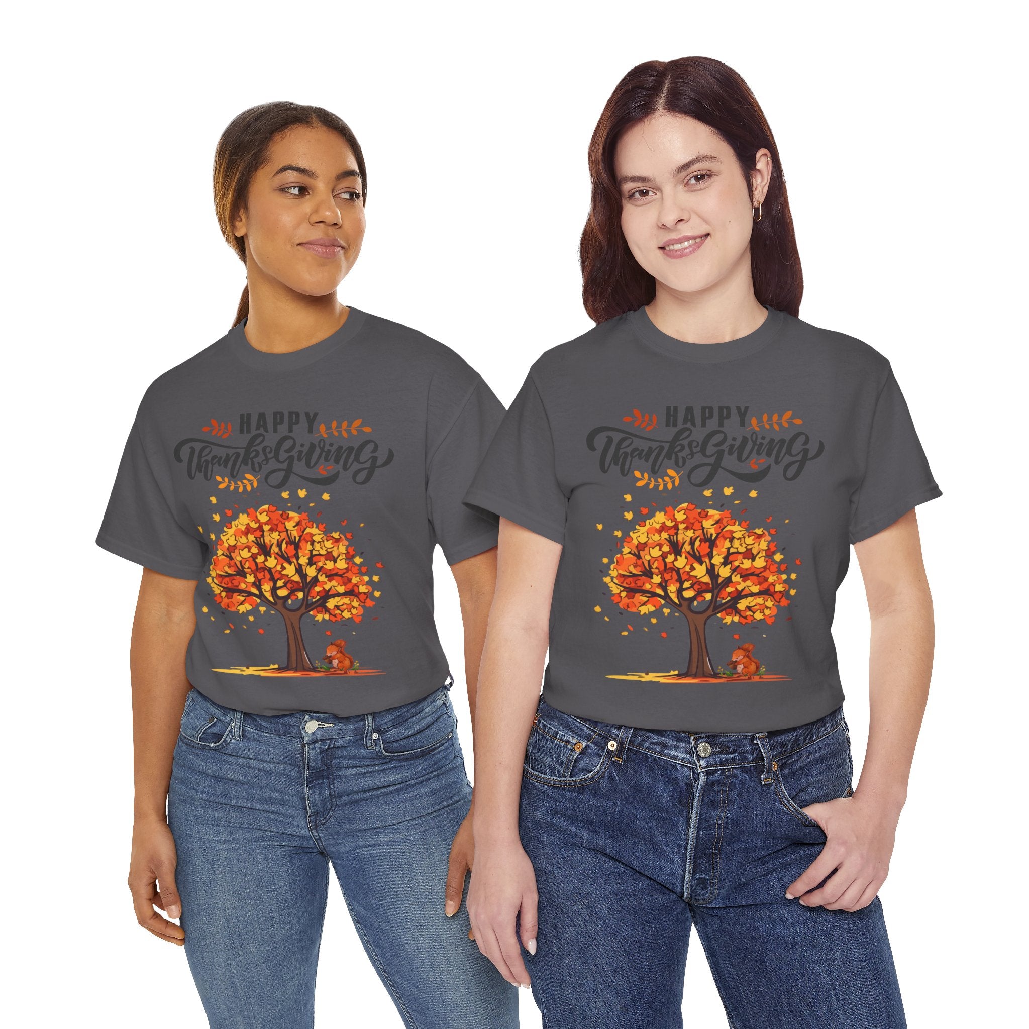 Happy Thanksgiving Tree Unisex Tee, Autumn Shirt, Holiday Apparel, Fall Fashion, Seasonal Gift