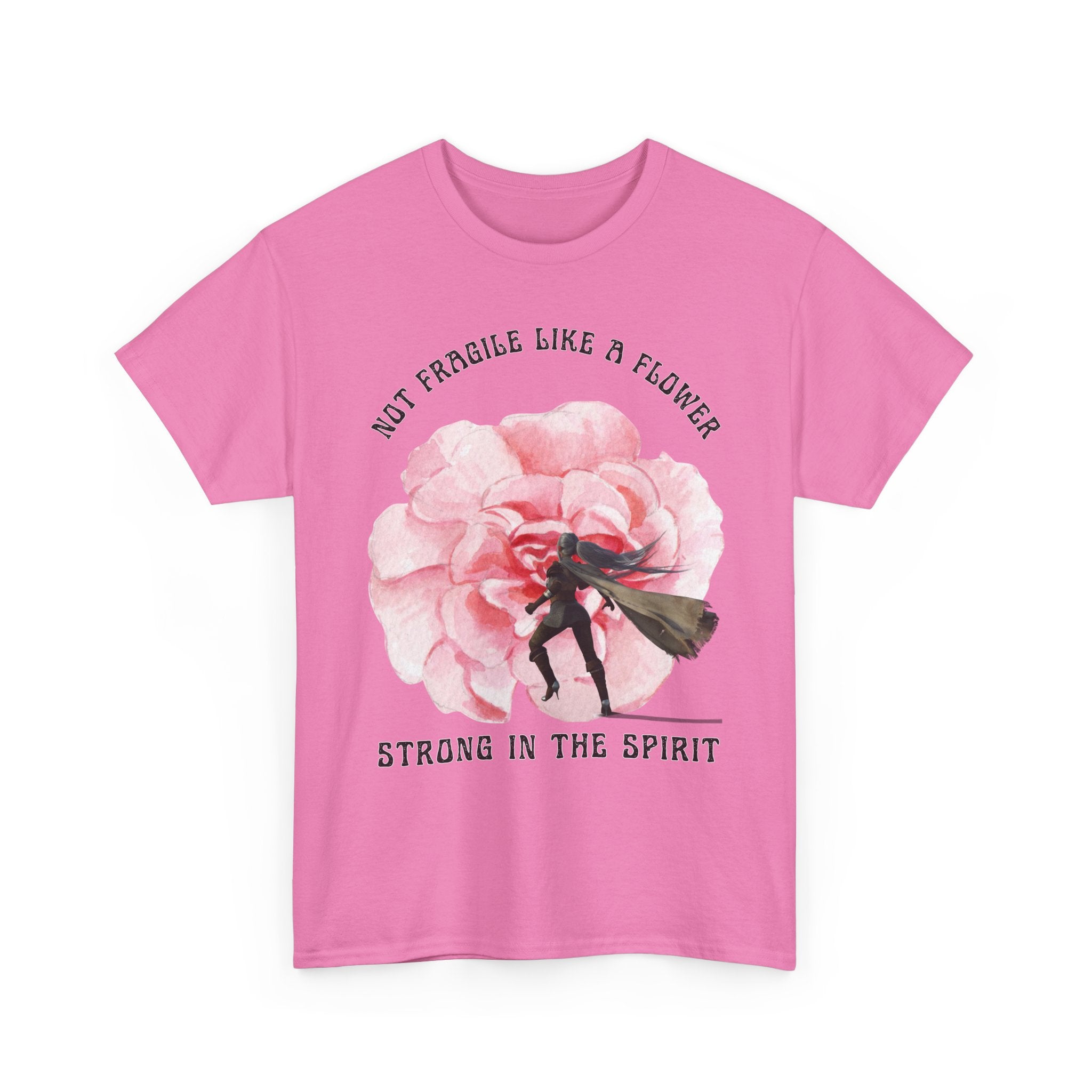 Unisex Heavy Cotton Tee with Empowering Floral Design, Inspirational T-Shirt, Gift for Her, Self-Care Shirt, Women's Day Apparel