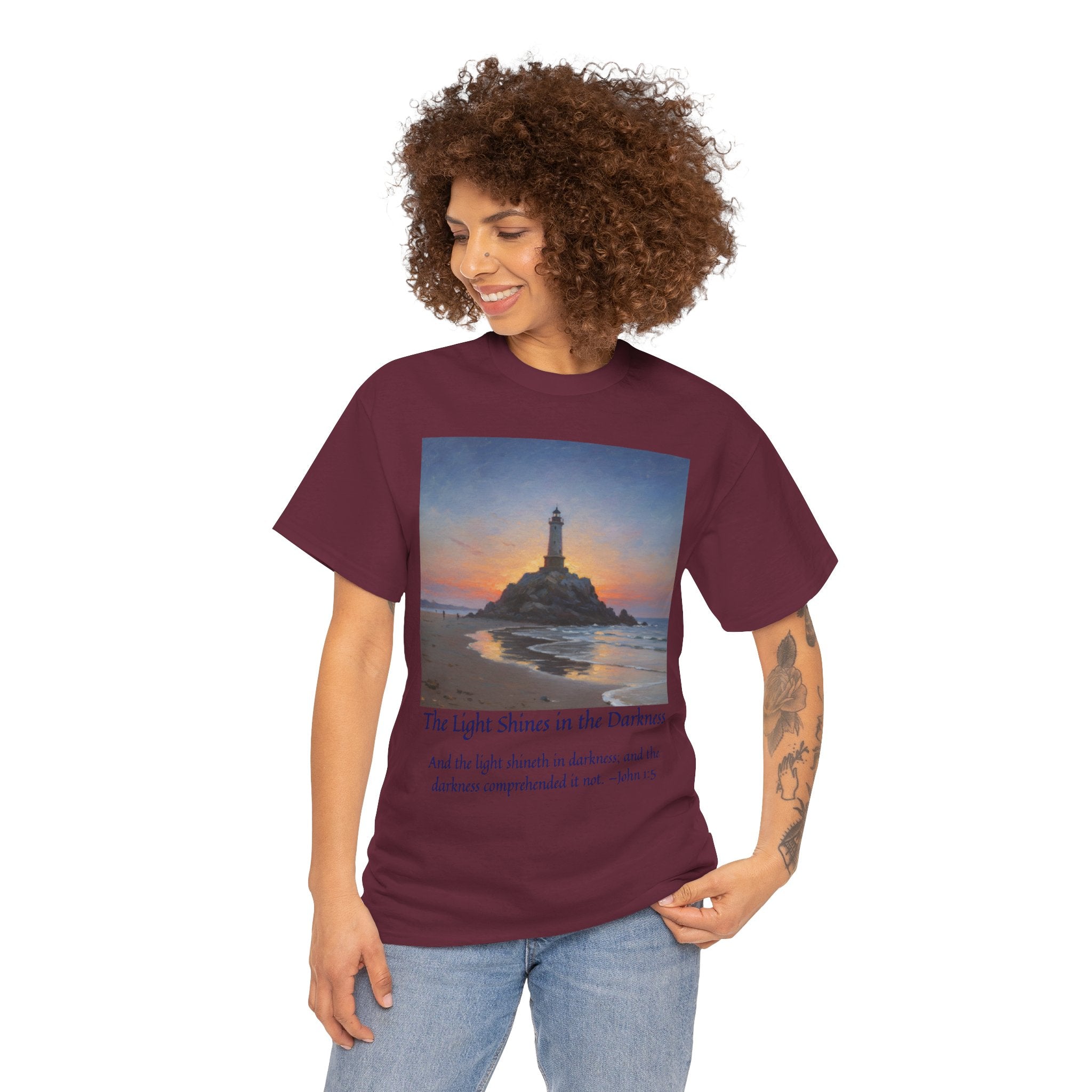 Light in Darkness Unisex Cotton Tee-inspired by Monet, Inspirational Shirt, Bible Verse Tee, Faith-Based Apparel, Perfect Gift for All Occasions