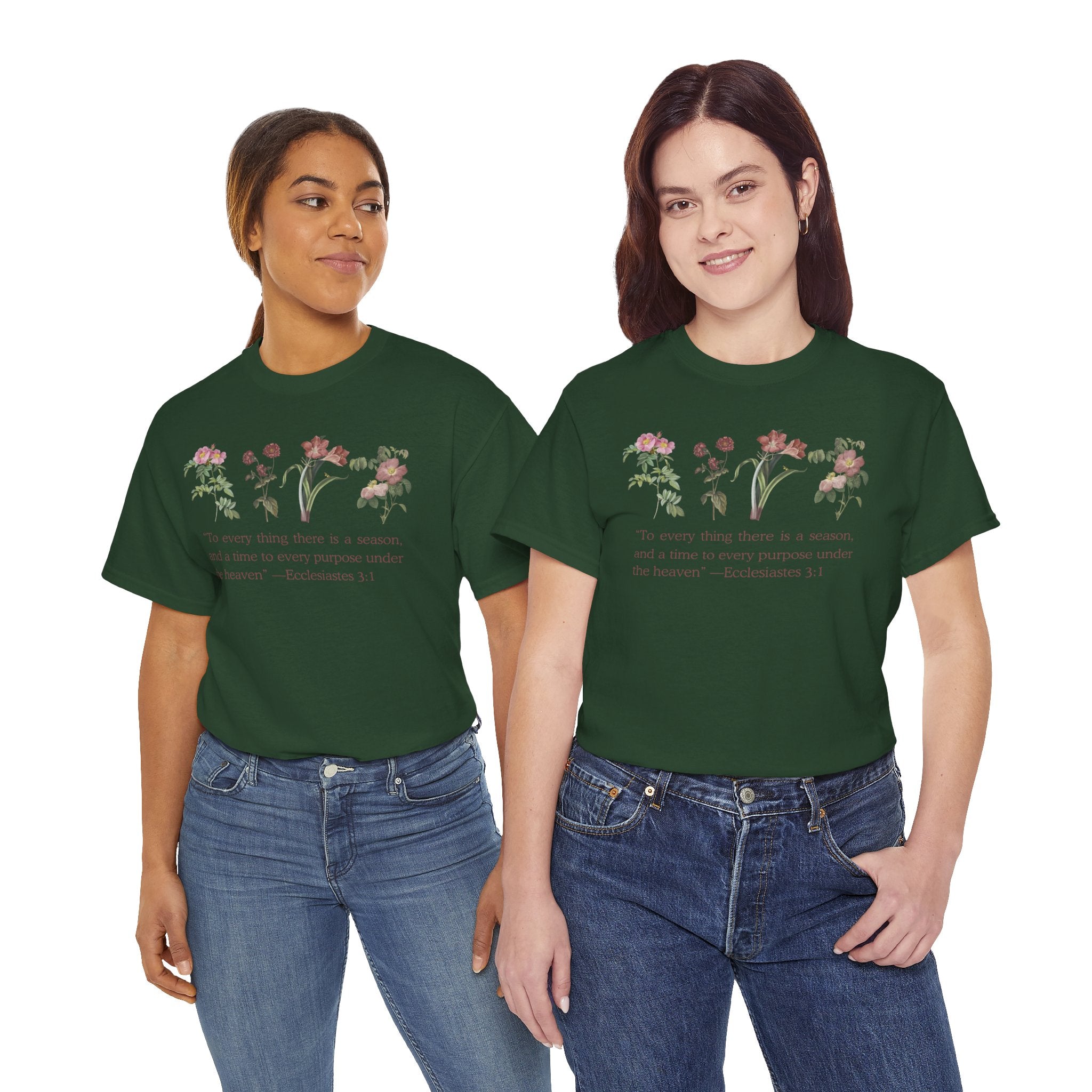 Christian -Biblical Inspirational Floral Quote Tee, Nature Lover Gift, Eco-Friendly Fashion, Casual Everyday Wear