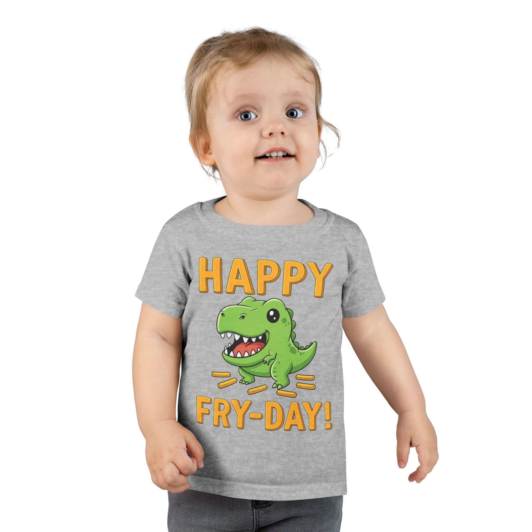 Dino Fry-Day Toddler T-Shirt, Fun Kids Tee, Dinosaur Shirt for Toddlers, Cute Children's Clothing, Toddler Gift Idea
