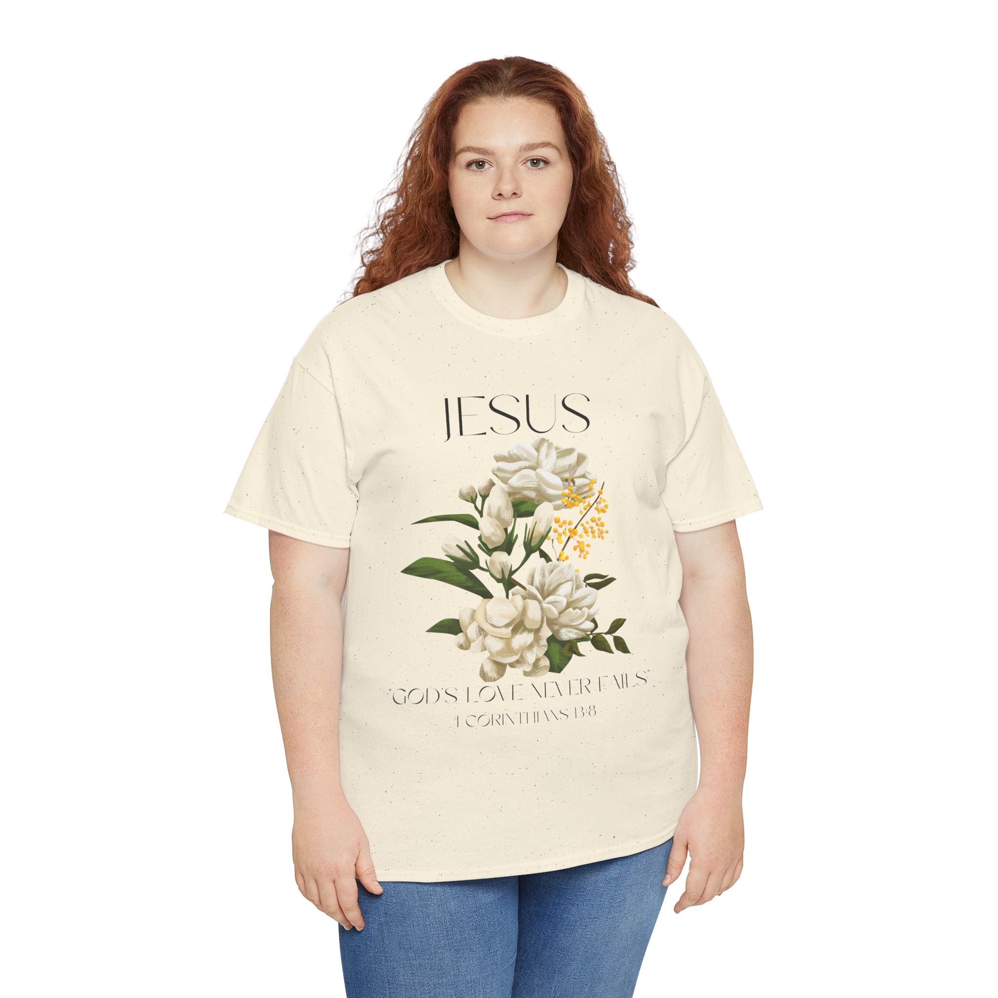 Jesus- God's love never fails-Unisex Heavy Cotton Tee