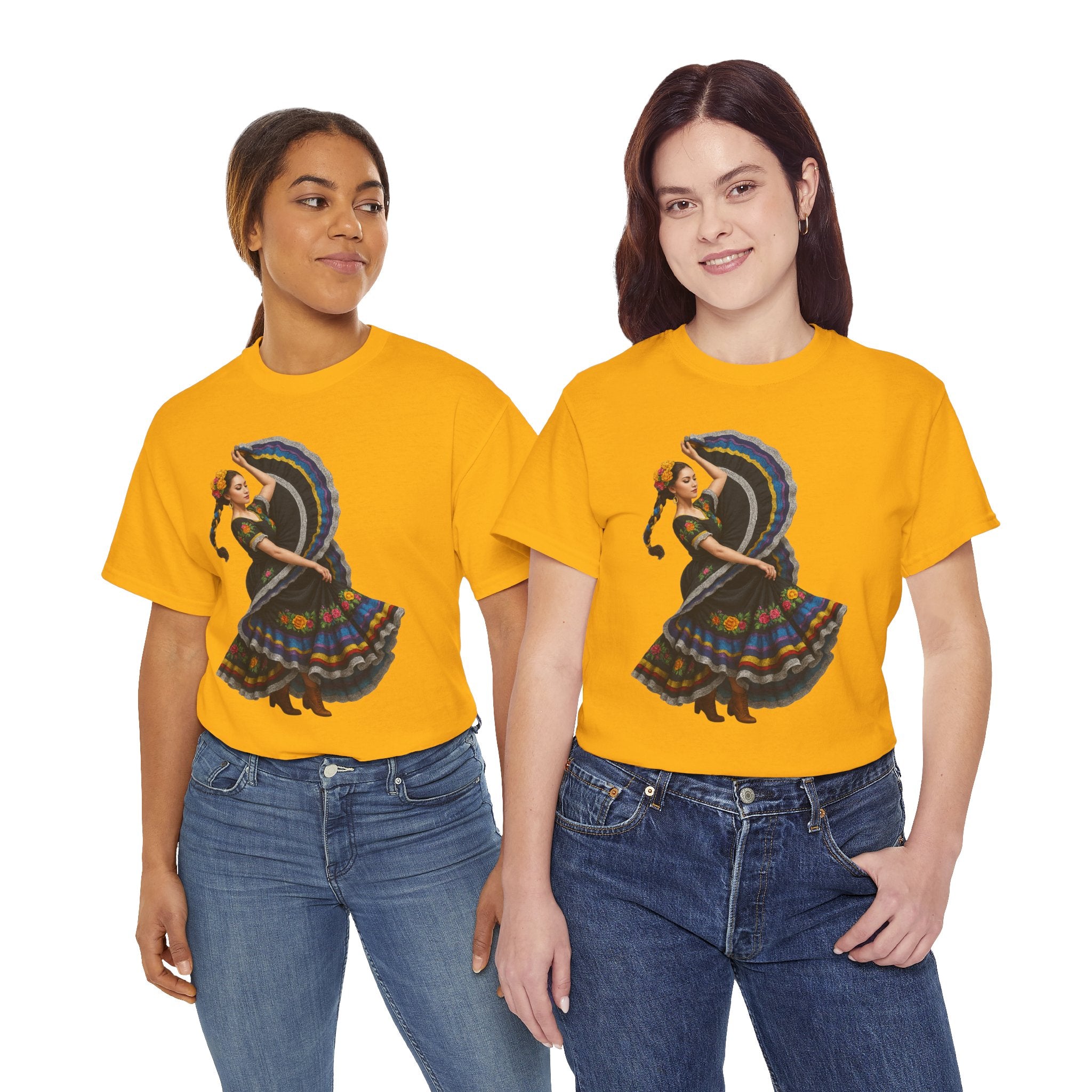 Folklórico Cultural Dance Graphic Tee, Unisex Heavy Cotton T-Shirt, Festival Apparel, Bohemian Style Shirt, Gift for Dancers, Ethnic Art Tee