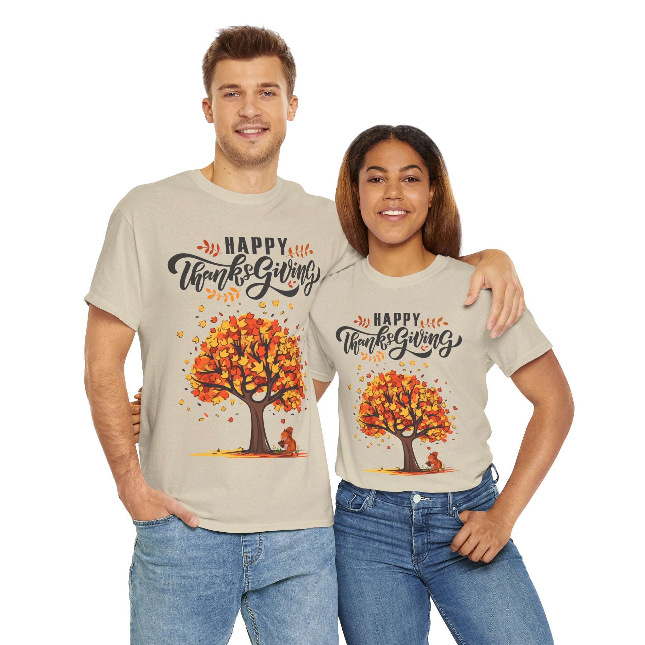 Happy Thanksgiving Tree Unisex Tee, Autumn Shirt, Holiday Apparel, Fall Fashion, Seasonal Gift