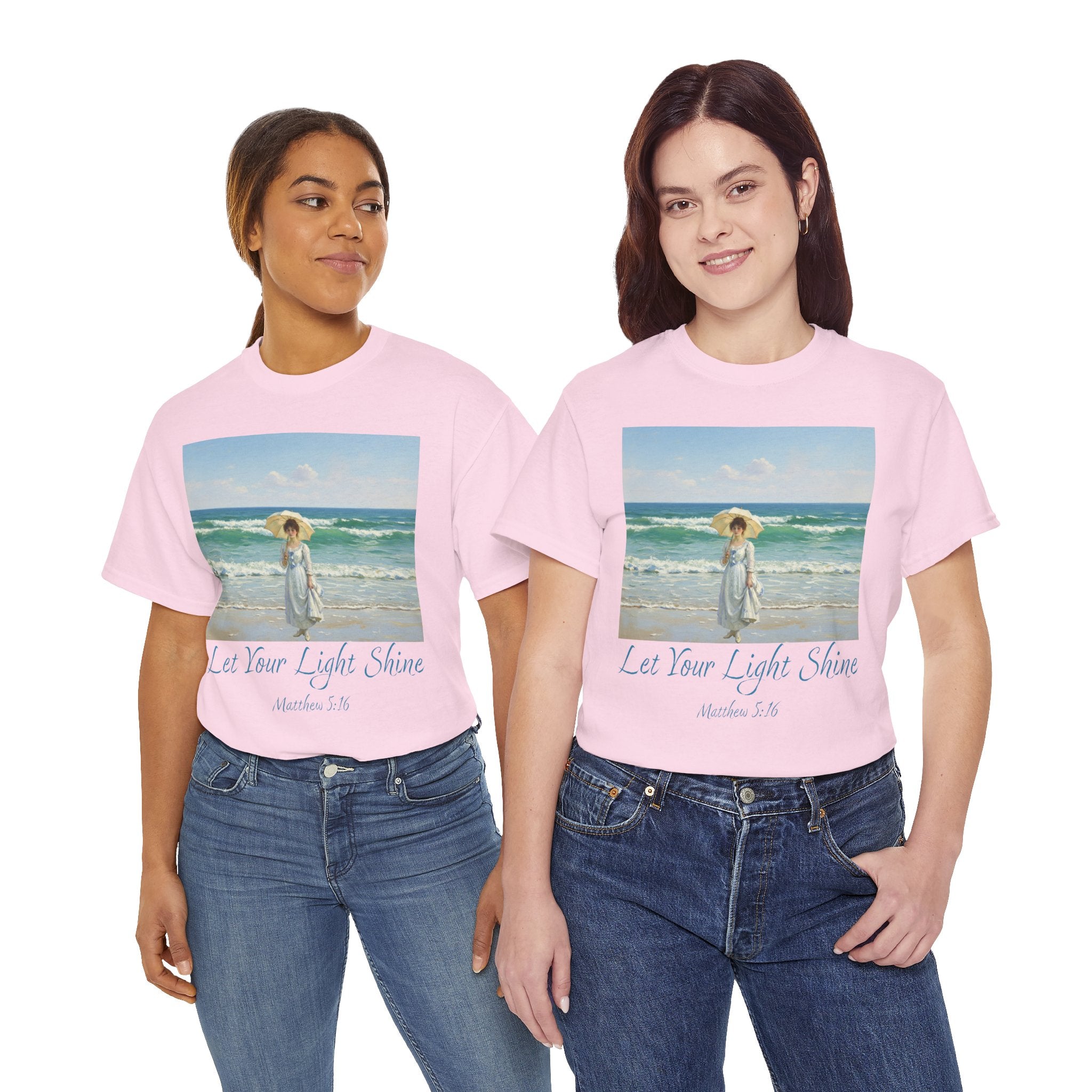 Let Your Light Shine- A Figure with a Parasol-Monet Style- Unisex Cotton Tee, Beach Vibes Shirt, Inspirational Summer Tee, Casual Gift for Her, Perfect for Days at the Shore