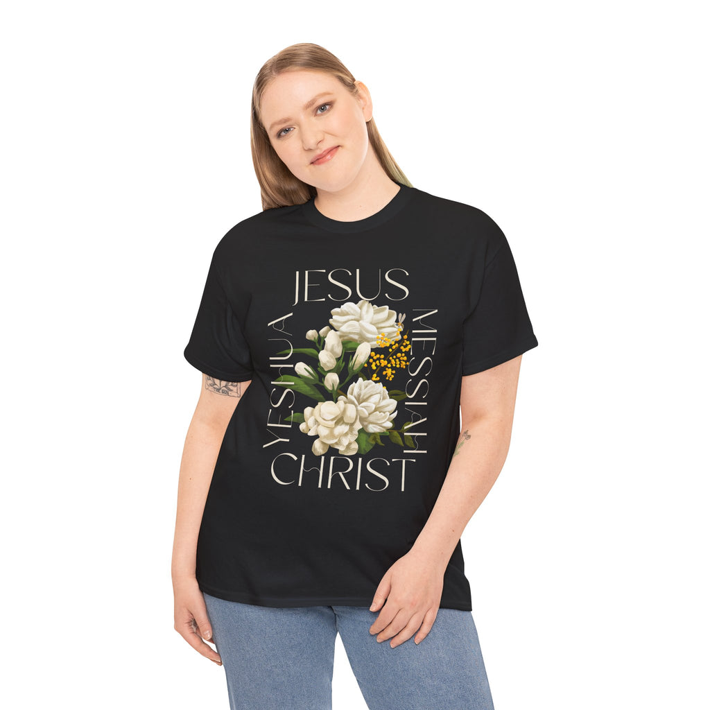 Floral Jesus Christ Tee, Spiritual T-Shirt, Inspirational Unisex Cotton Shirt, Gift for Believers, Christian Apparel
