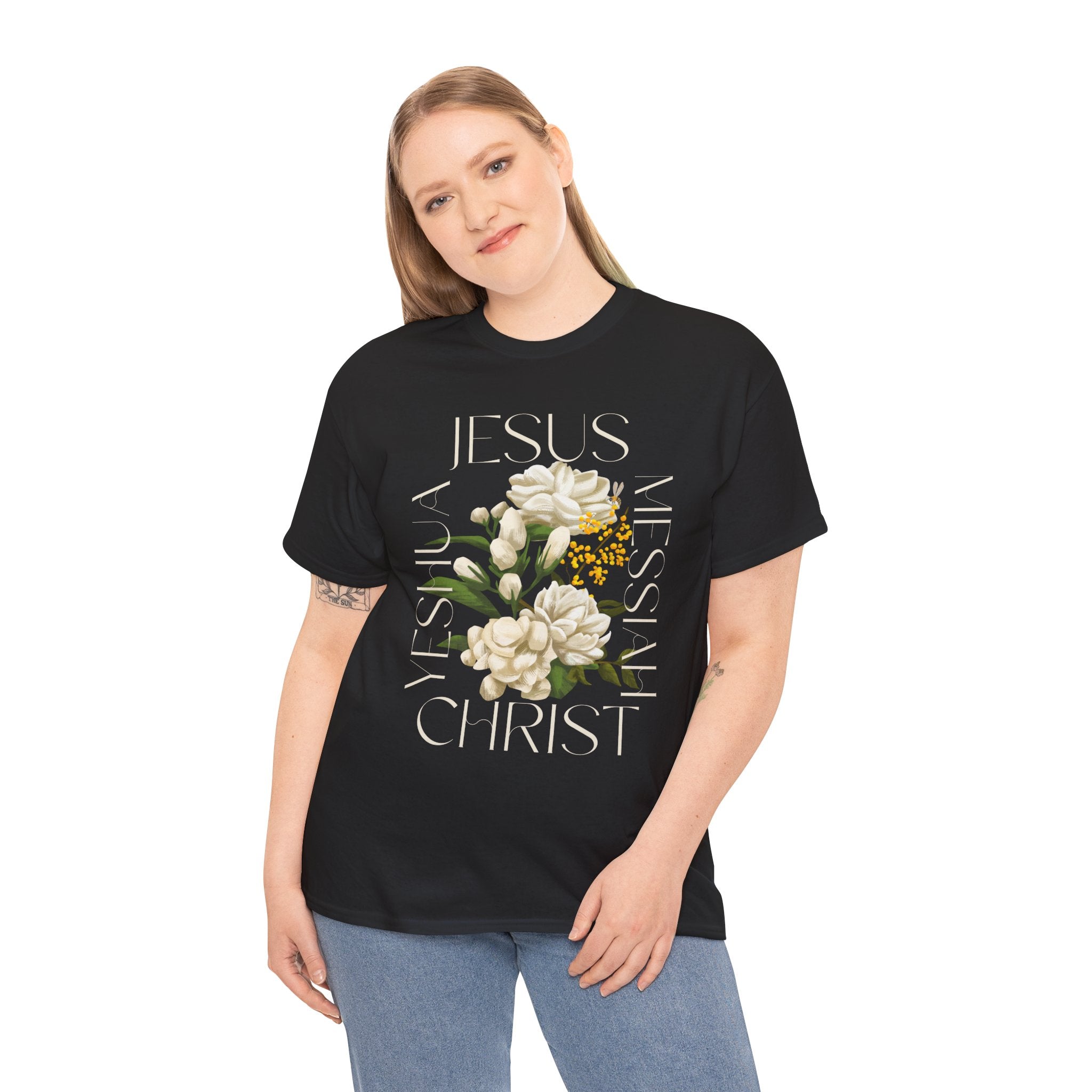 Floral Jesus Christ Tee, Spiritual T-Shirt, Inspirational Unisex Cotton Shirt, Gift for Believers, Christian Apparel
