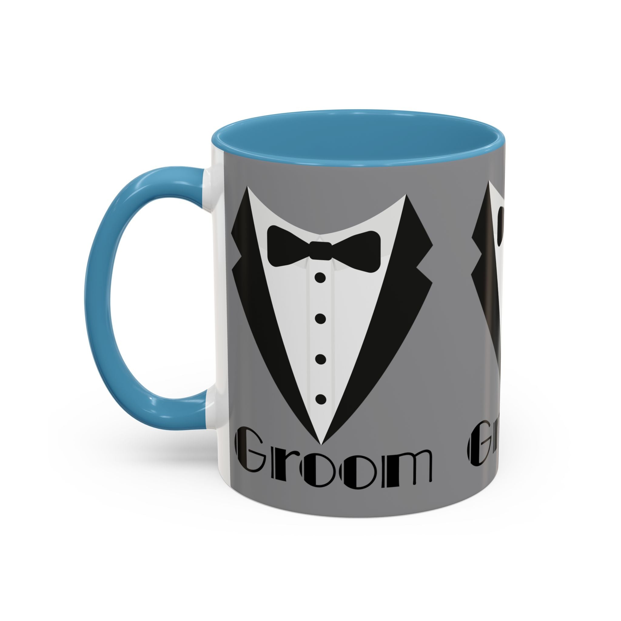 Groom Coffee Mug, Wedding Gift, Groomsmen Party Mug, Black and White Accent Mug, Engagement Celebration
