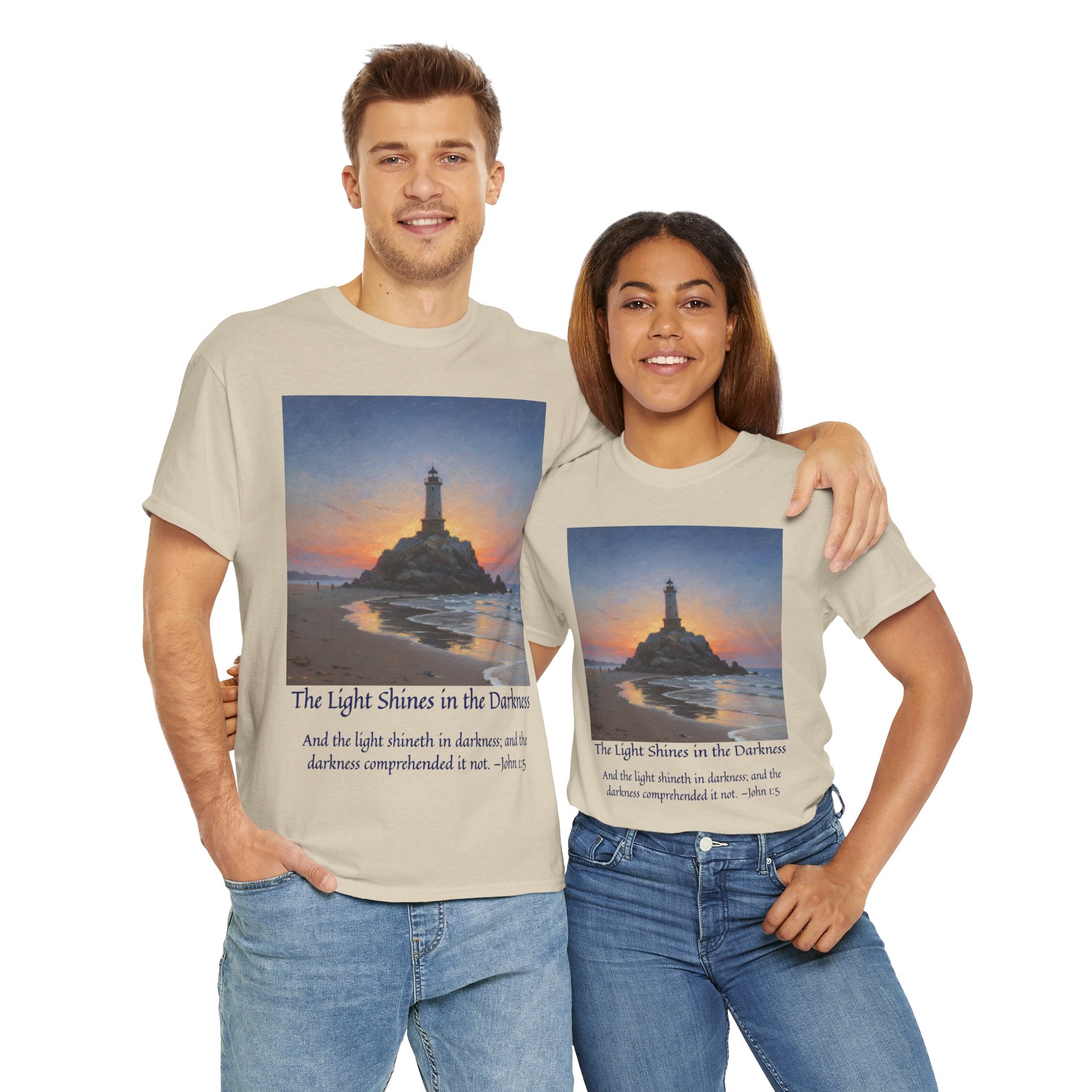 Light in Darkness Unisex Cotton Tee-inspired by Monet, Inspirational Shirt, Bible Verse Tee, Faith-Based Apparel, Perfect Gift for All Occasions