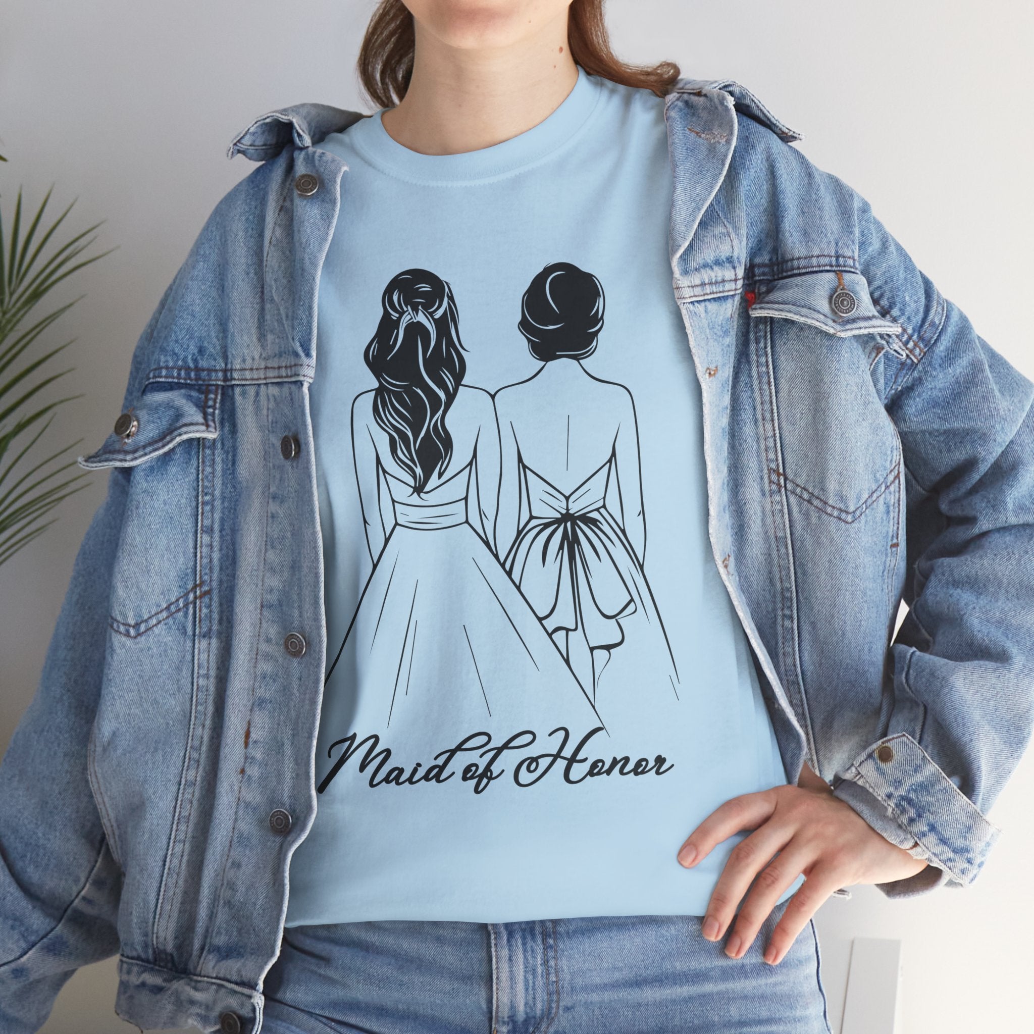Maid of Honor Tee, Unisex Heavy Cotton T-Shirt, Wedding Gift, Bridal Party Attire, Customizable Bridal Wear, Fun Bachelorette Shirt