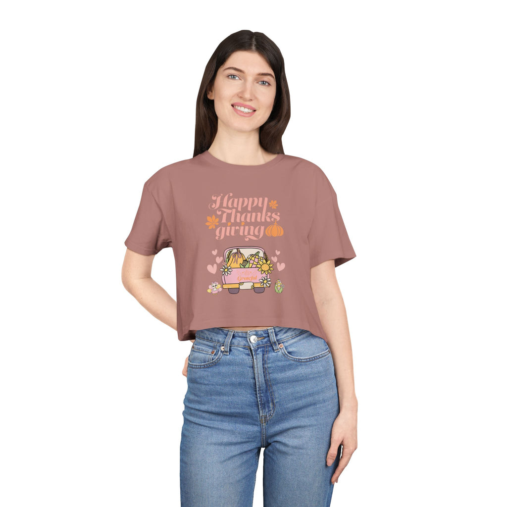 Thanksgiving Women's Crop Tee, Casual T-Shirt, Fall Fashion, Thanksgiving Gift, Cute Thanksgiving Apparel