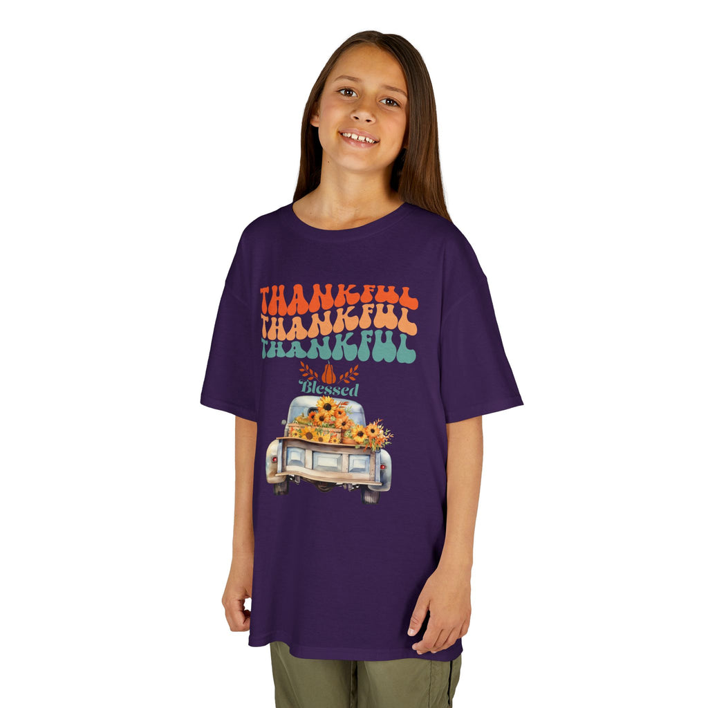 Thankful Kids Tee | Cute Autumn T-Shirt | Thanksgiving Gift | Kids Holiday Wear | Family Gathering Apparel