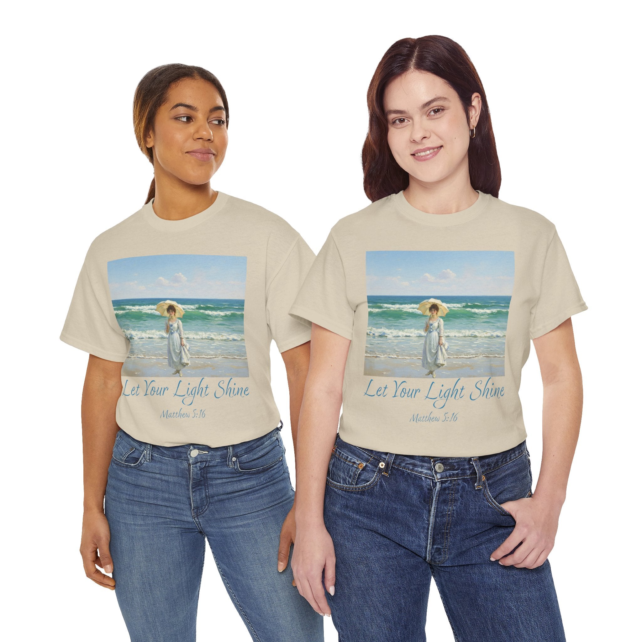 Let Your Light Shine- A Figure with a Parasol-Monet Style- Unisex Cotton Tee, Beach Vibes Shirt, Inspirational Summer Tee, Casual Gift for Her, Perfect for Days at the Shore
