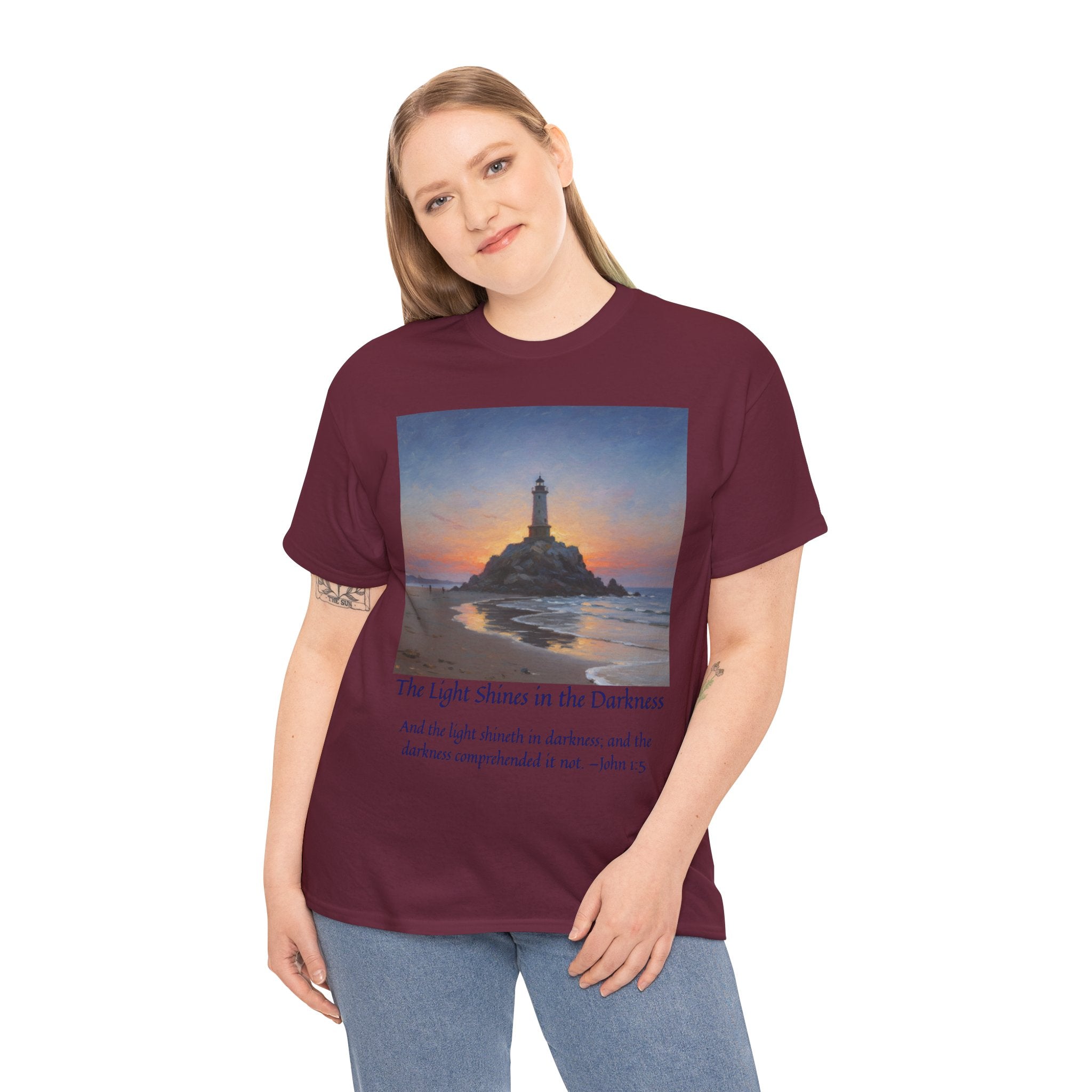 Light in Darkness Unisex Cotton Tee-inspired by Monet, Inspirational Shirt, Bible Verse Tee, Faith-Based Apparel, Perfect Gift for All Occasions
