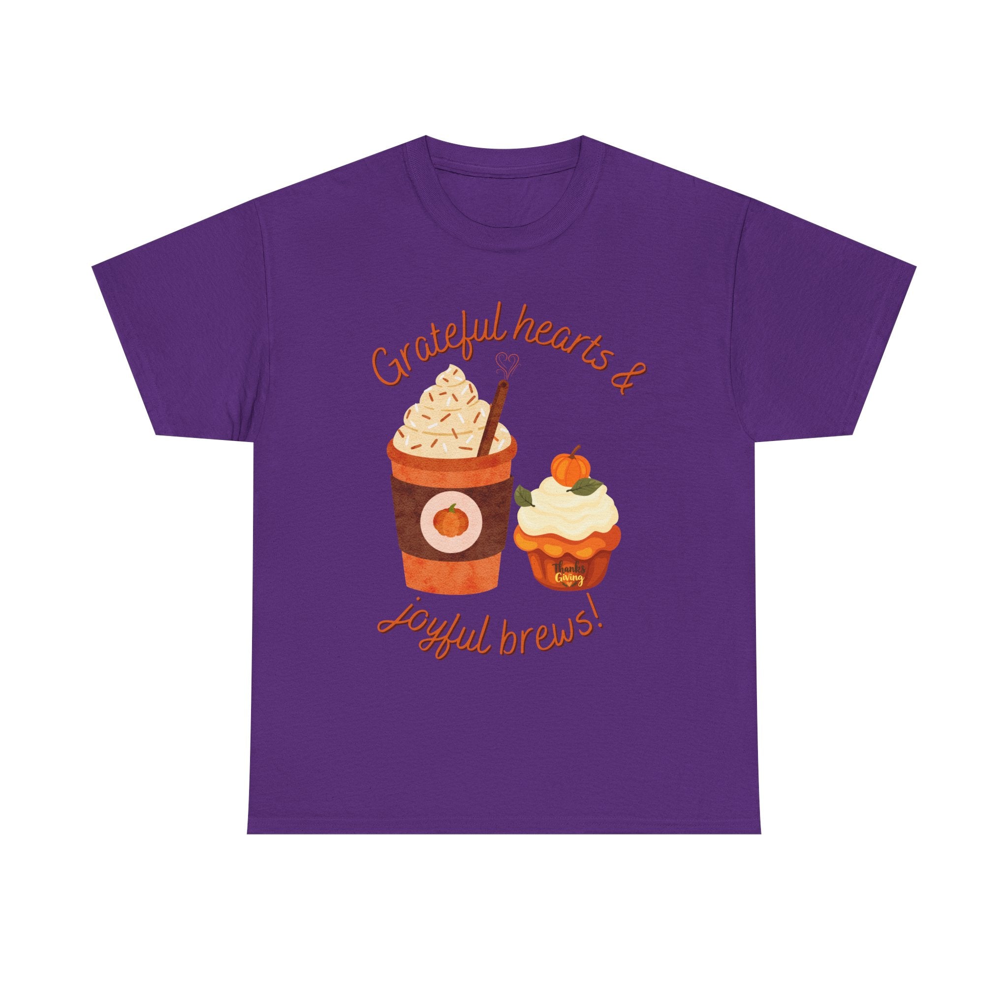 Happy Thanksgiving- Grateful Hearts & Joyful Brews Tee, Unisex Cotton Shirt, Coffee Lovers Gift, Casual Wear, Cute Tee for Celebrations, Fall Fashion