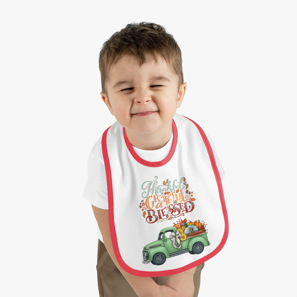 Thankful Bib for Babies | Grateful & Blessed Baby Bib | Cute Fall Bib for Toddlers | Thanksgiving Baby Gift | Holiday Feeding Bib