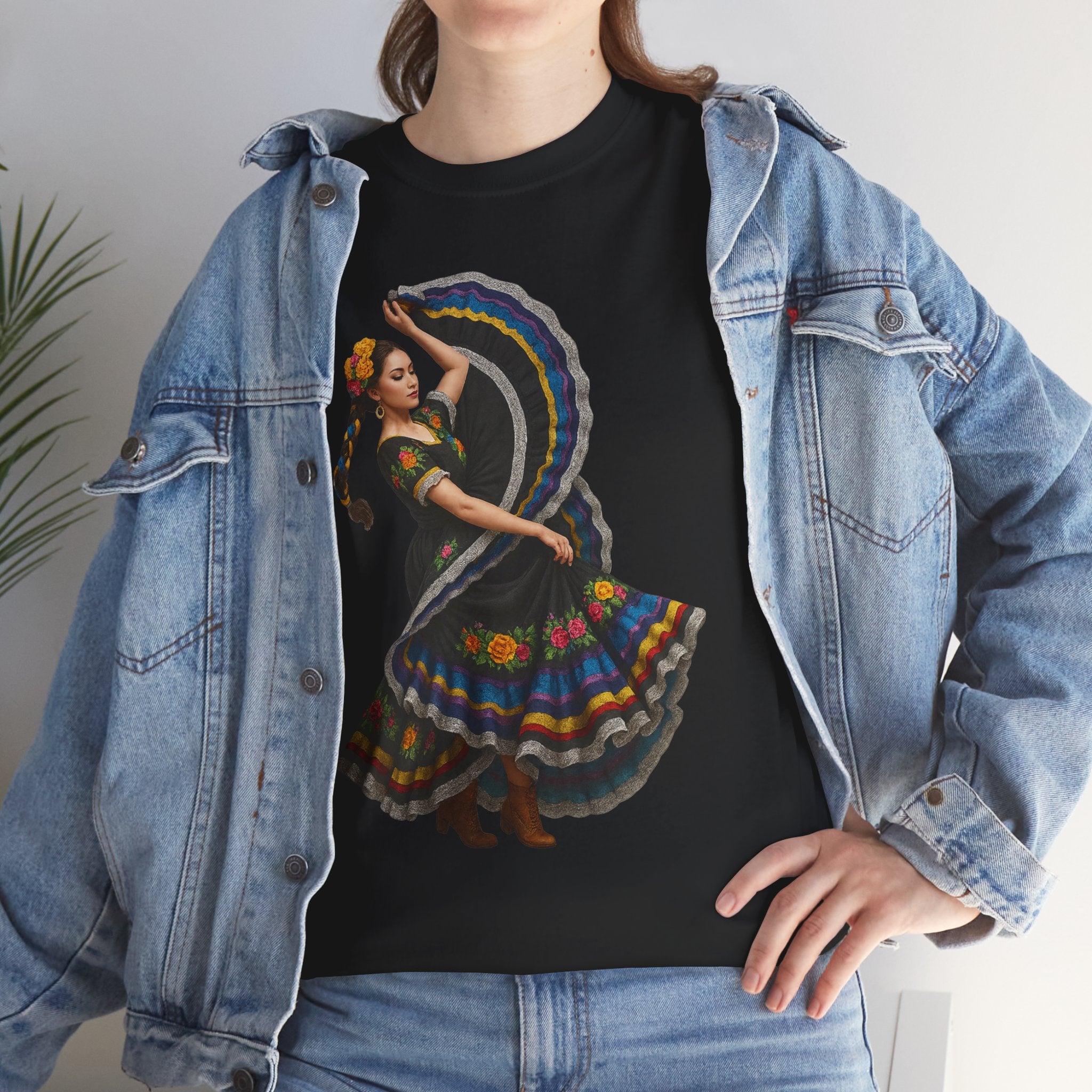 Folklórico Cultural Dance Graphic Tee, Unisex Heavy Cotton T-Shirt, Festival Apparel, Bohemian Style Shirt, Gift for Dancers, Ethnic Art Tee