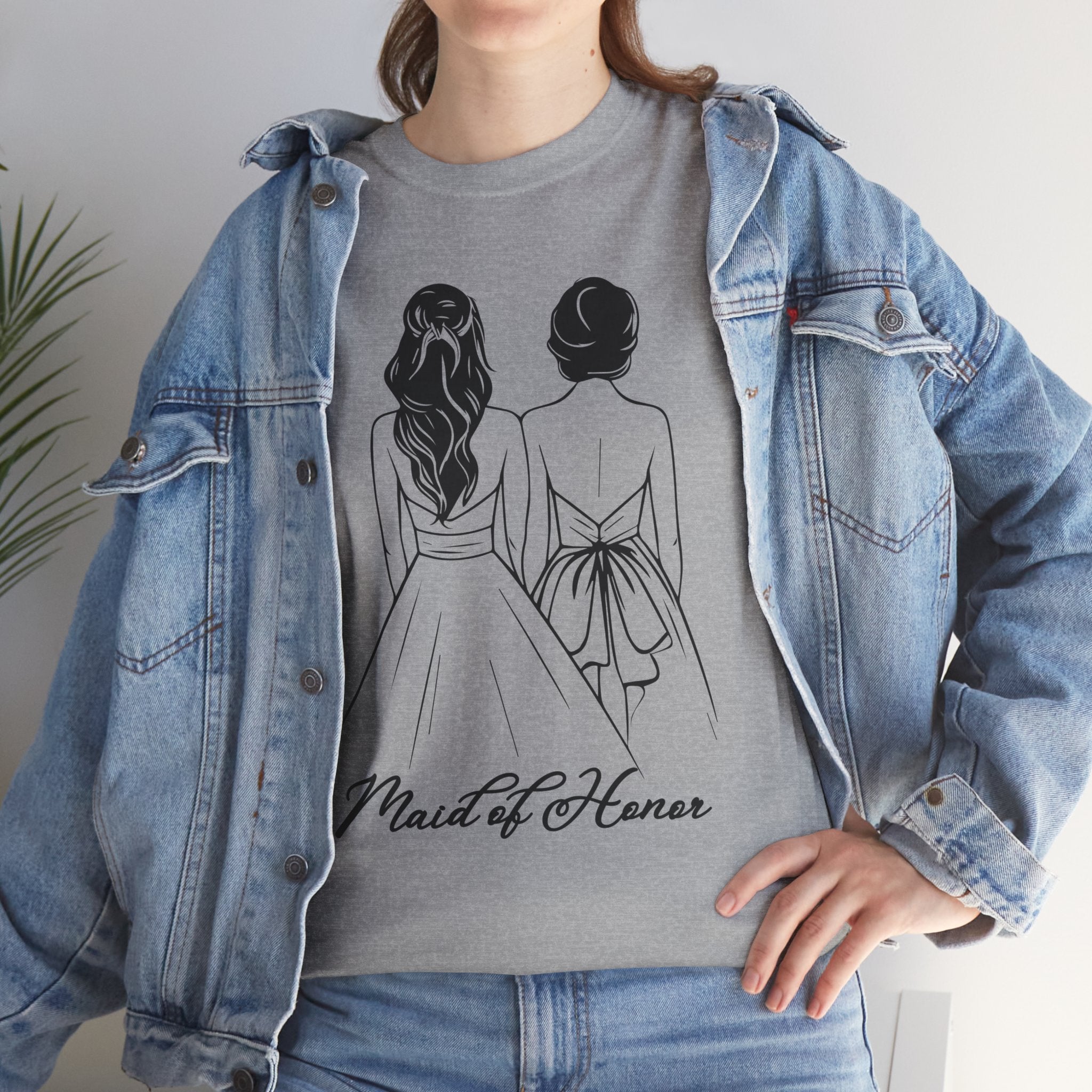 Maid of Honor Tee, Unisex Heavy Cotton T-Shirt, Wedding Gift, Bridal Party Attire, Customizable Bridal Wear, Fun Bachelorette Shirt