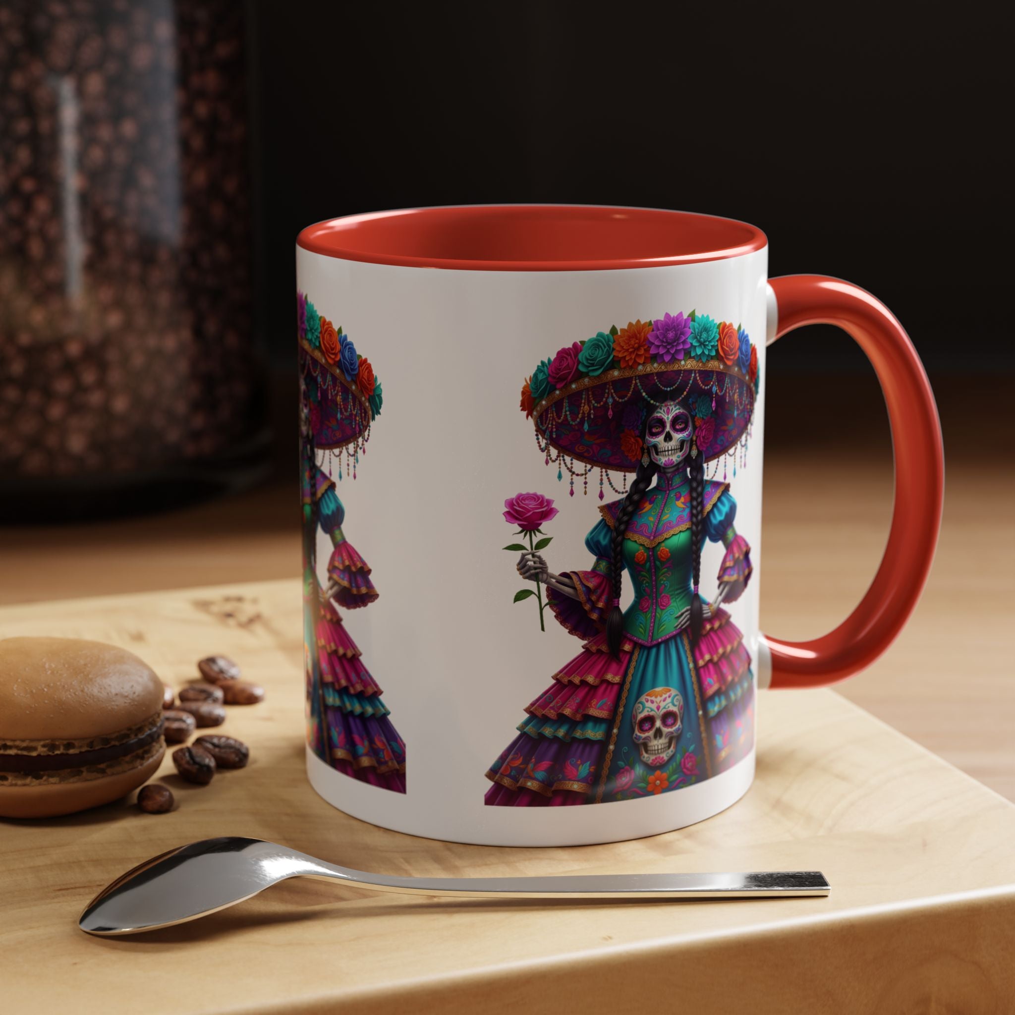La Catrina Elegante – Día de los Muertos Inspired Artwork, Caffeine Lover Gift, Halloween Decor, Artful Drinkware