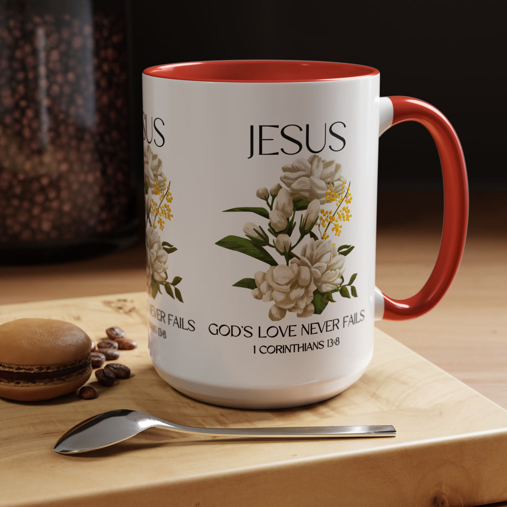 Inspirational Floral Coffee Mug 11/15 oz  - God's Love Design, Christian Gift, Home Decor, Mug for Faith, Coffee Lovers
