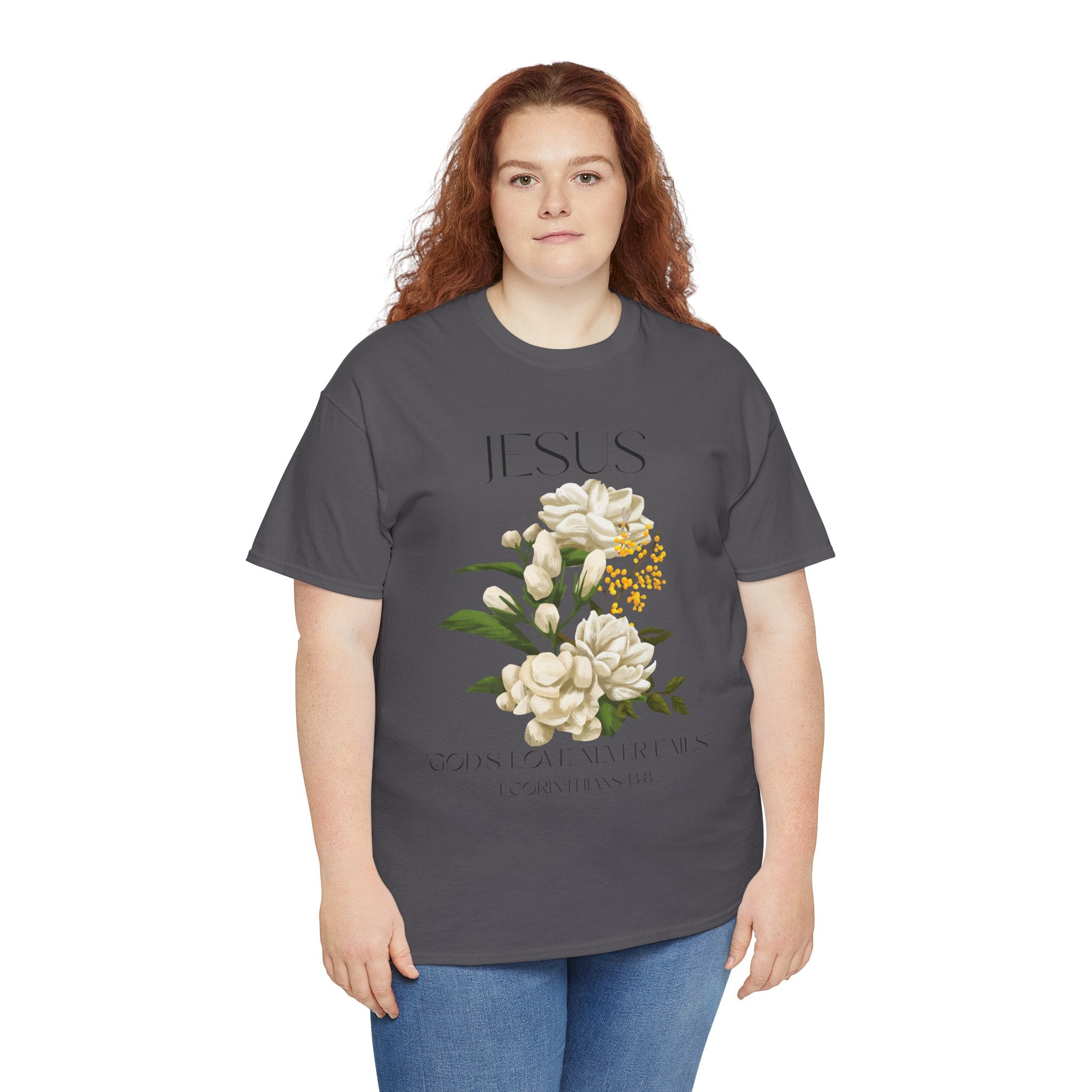 Jesus- God's love never fails-Unisex Heavy Cotton Tee